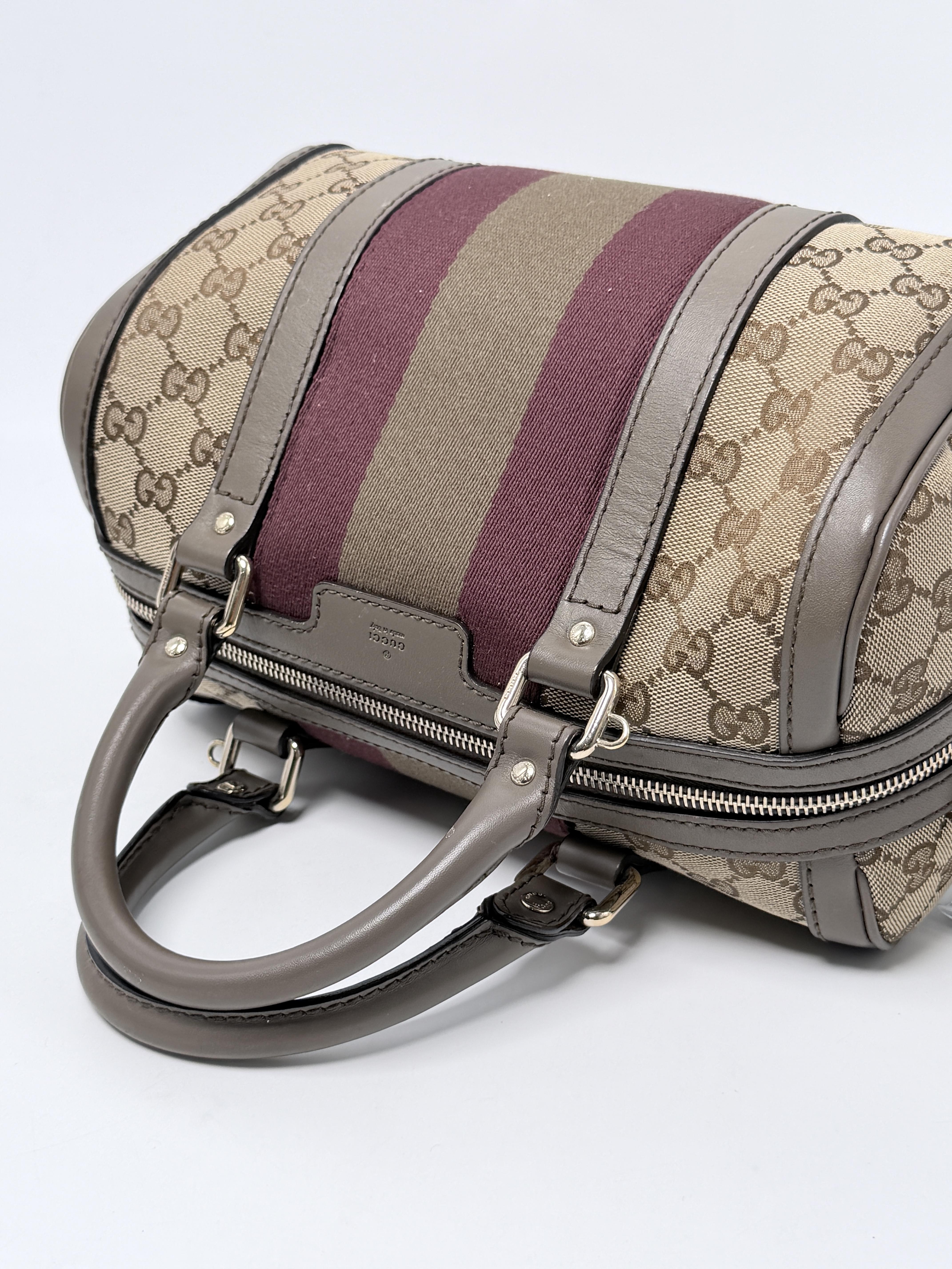 Vintage Web GG Small Boston Bag Stripe Satchel Handbag JA1319GG