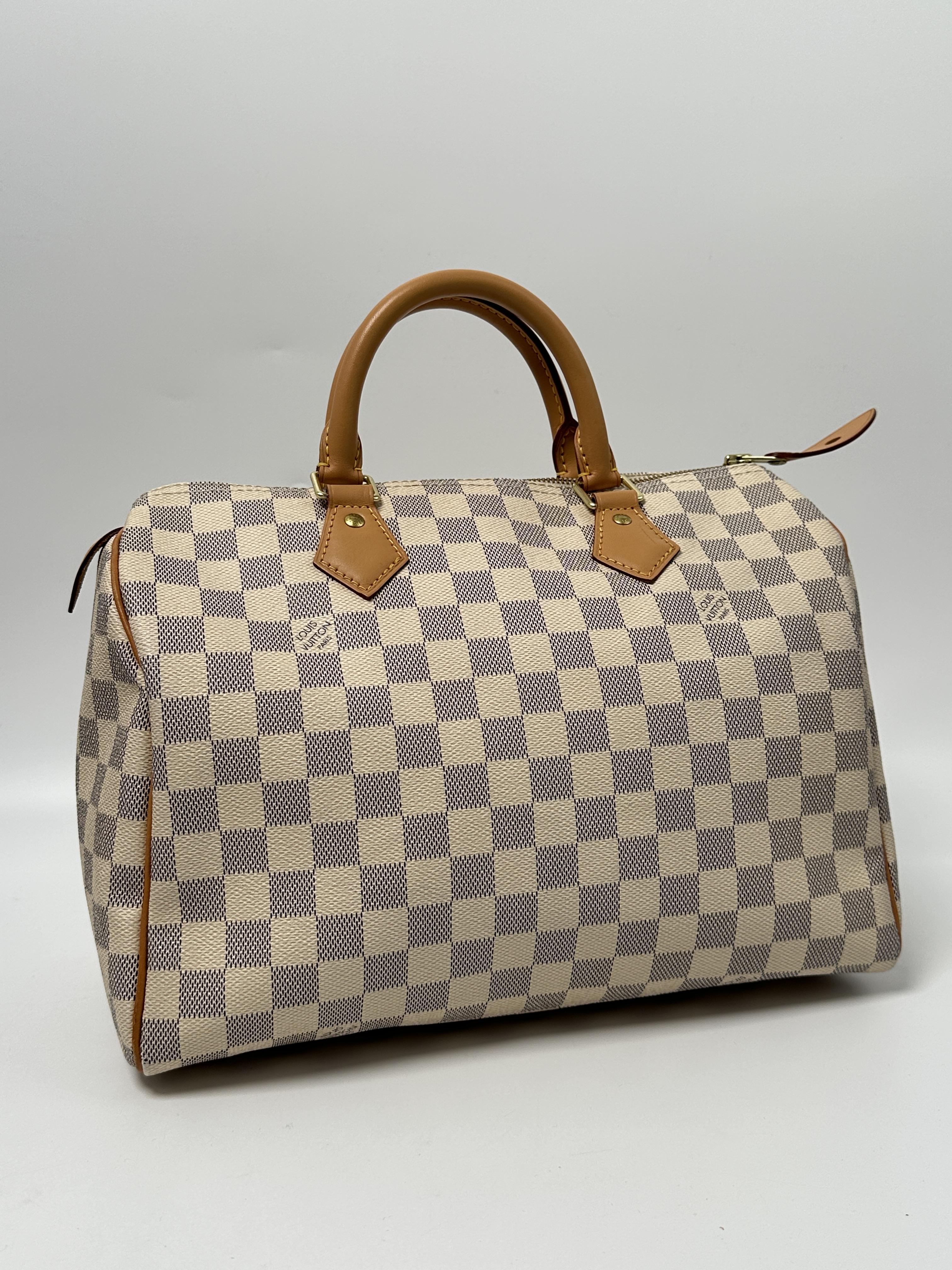 Damier Azur Speedy 30 Handle Handbag Shoulder Bag White JE586XLV