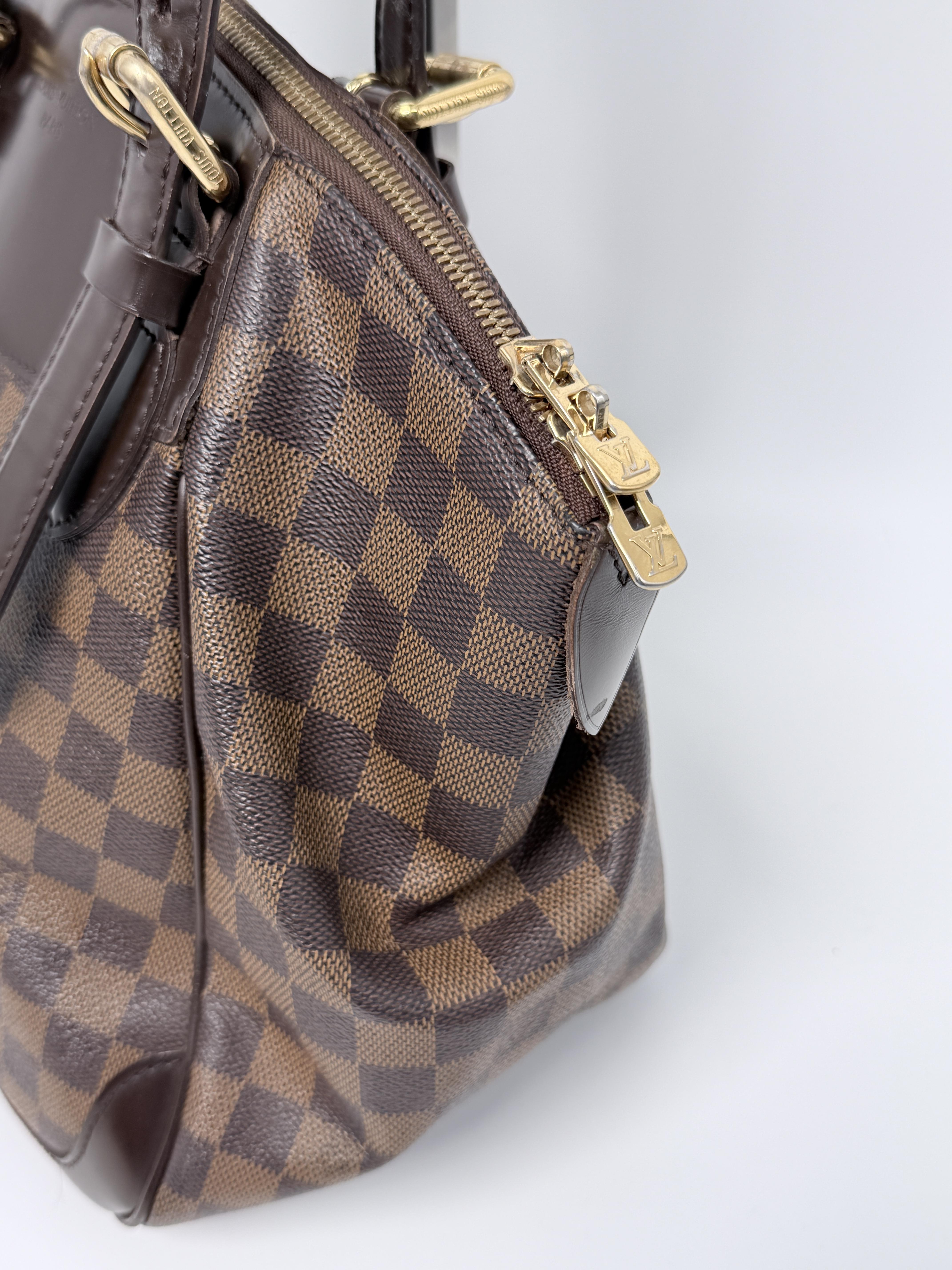 Pre-owned Louis Vuitton Canvas Shoulder Bags Damier Ebene Verona MM Large Handle Handbag Shoulder Bag JA557LV