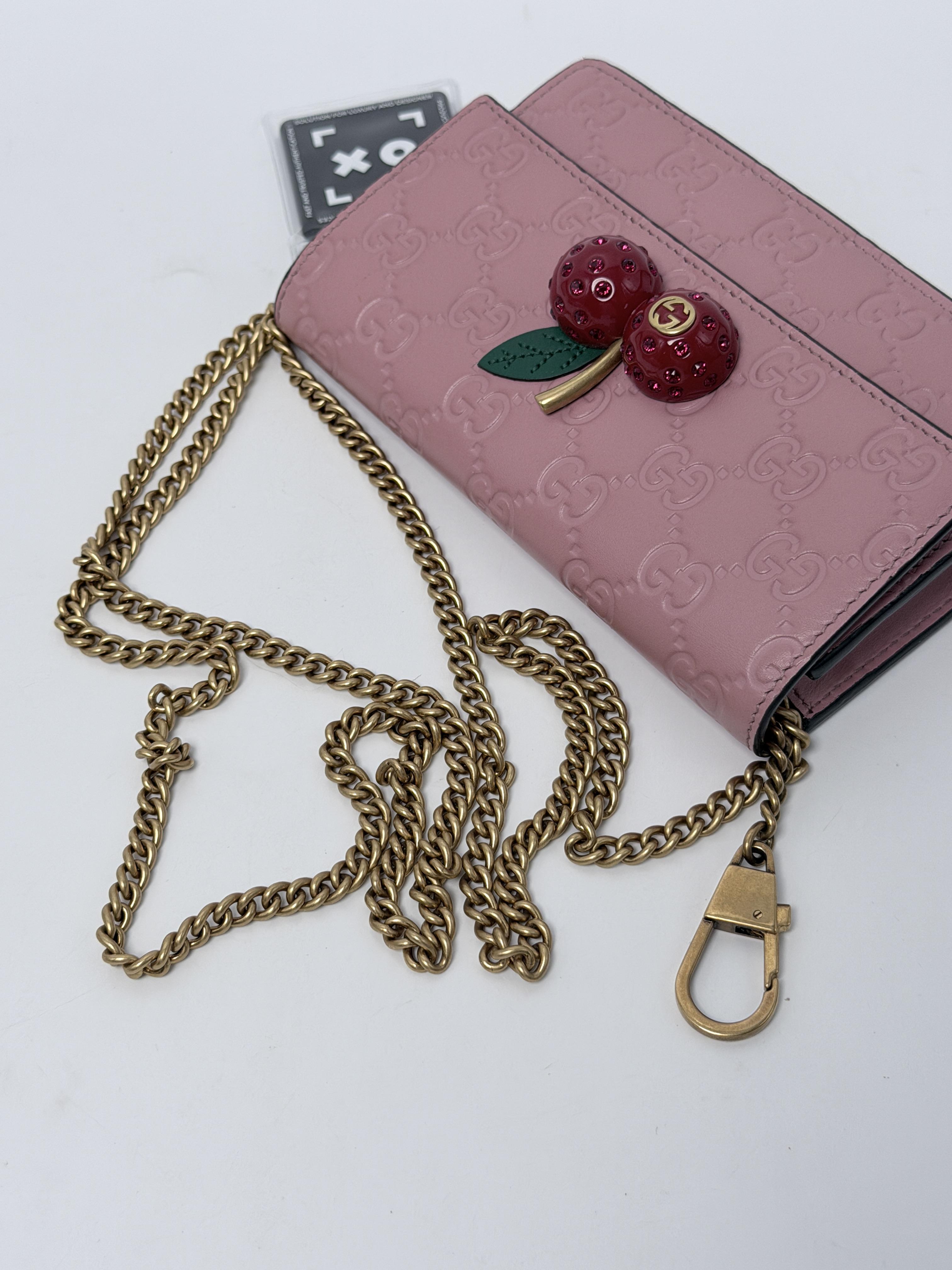 Cherry Signature Mini Chain Bag Pink Crossbody Wallet Clutch JD1214GG