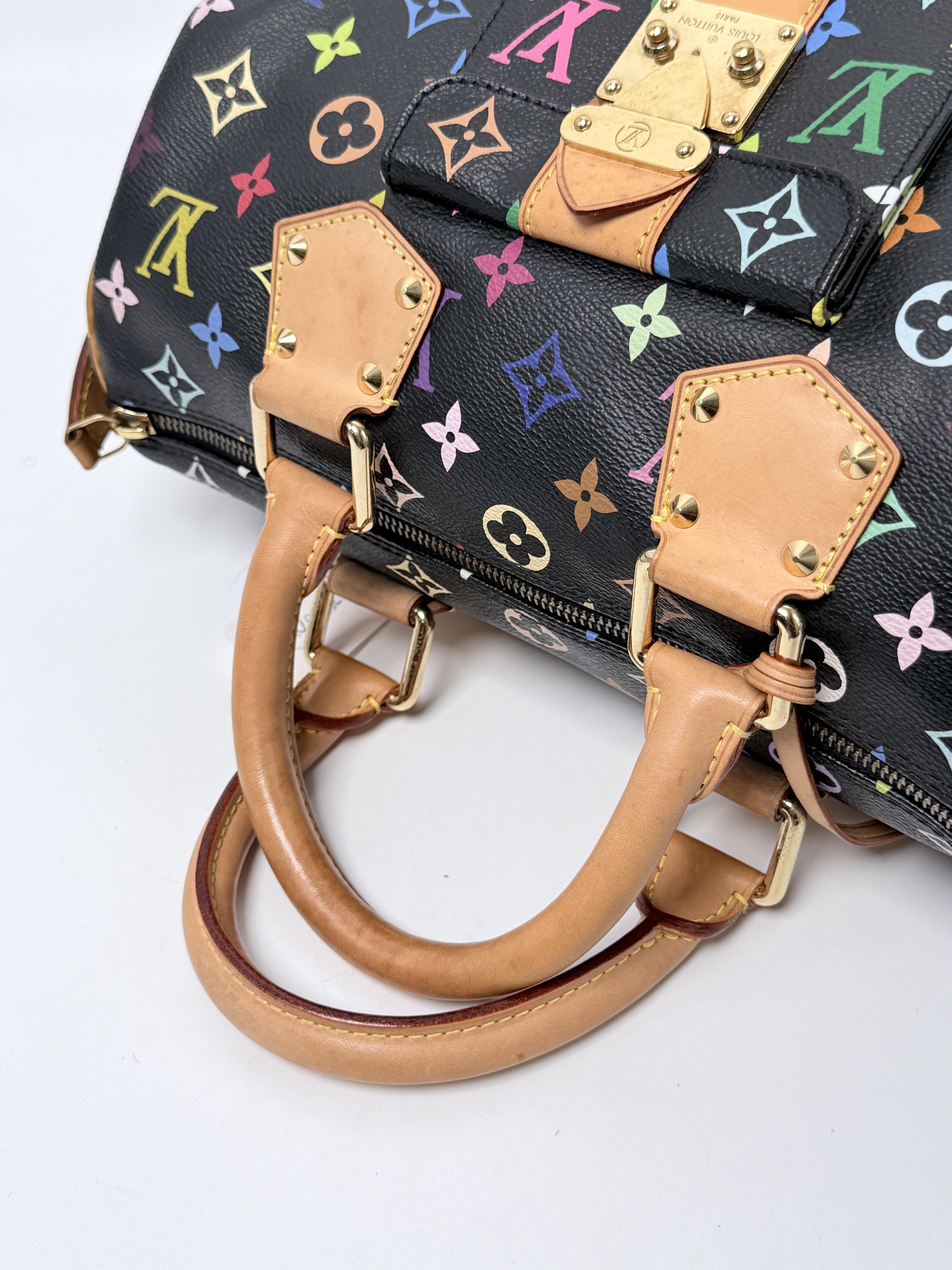 Takashi Murakami Multicolor Speedy 30 Satchel Bag Handle Handbag Black XU045LV
