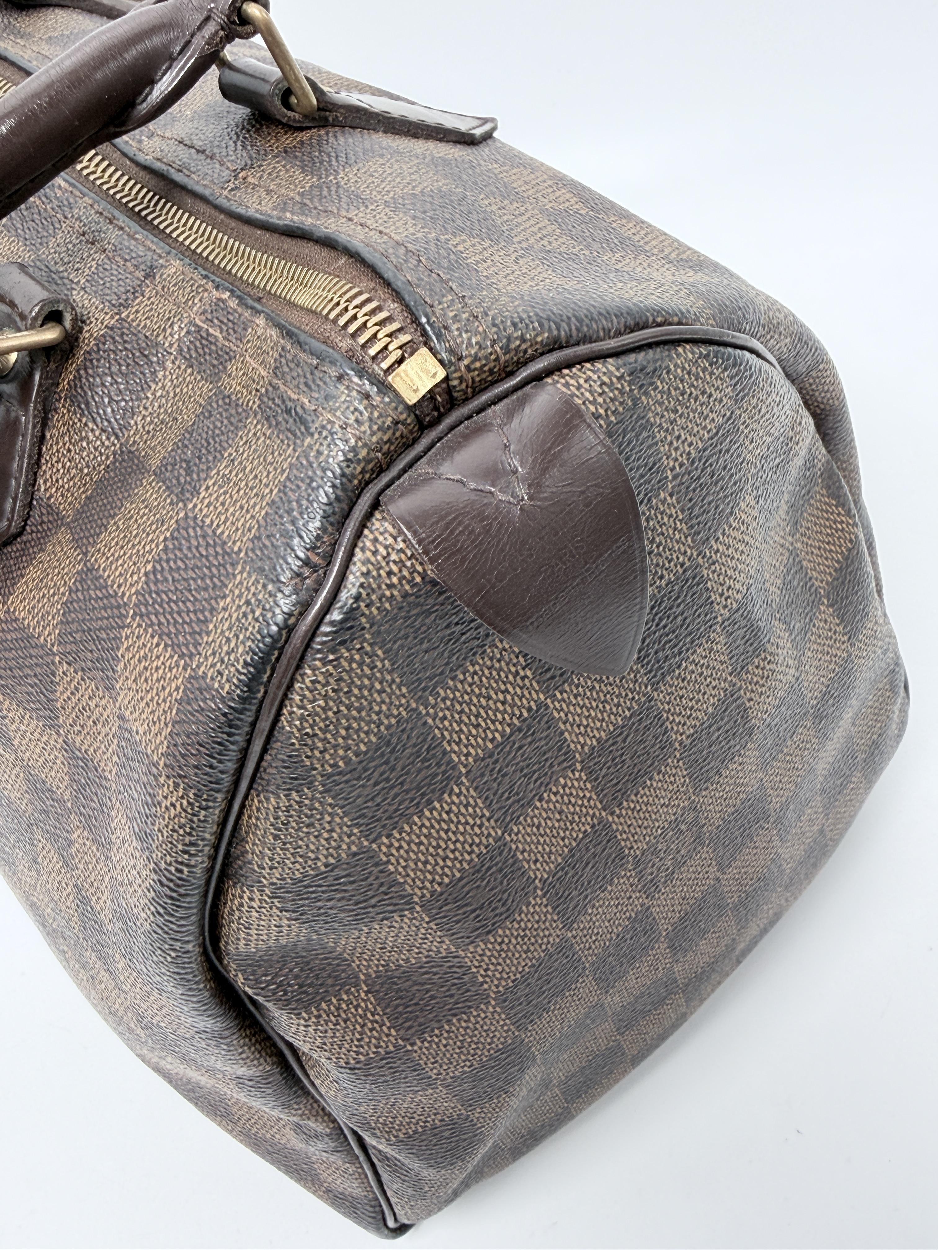Speedy 30 Damier Ebene Top Handle Handbag Shoulder Bag FJ031LV