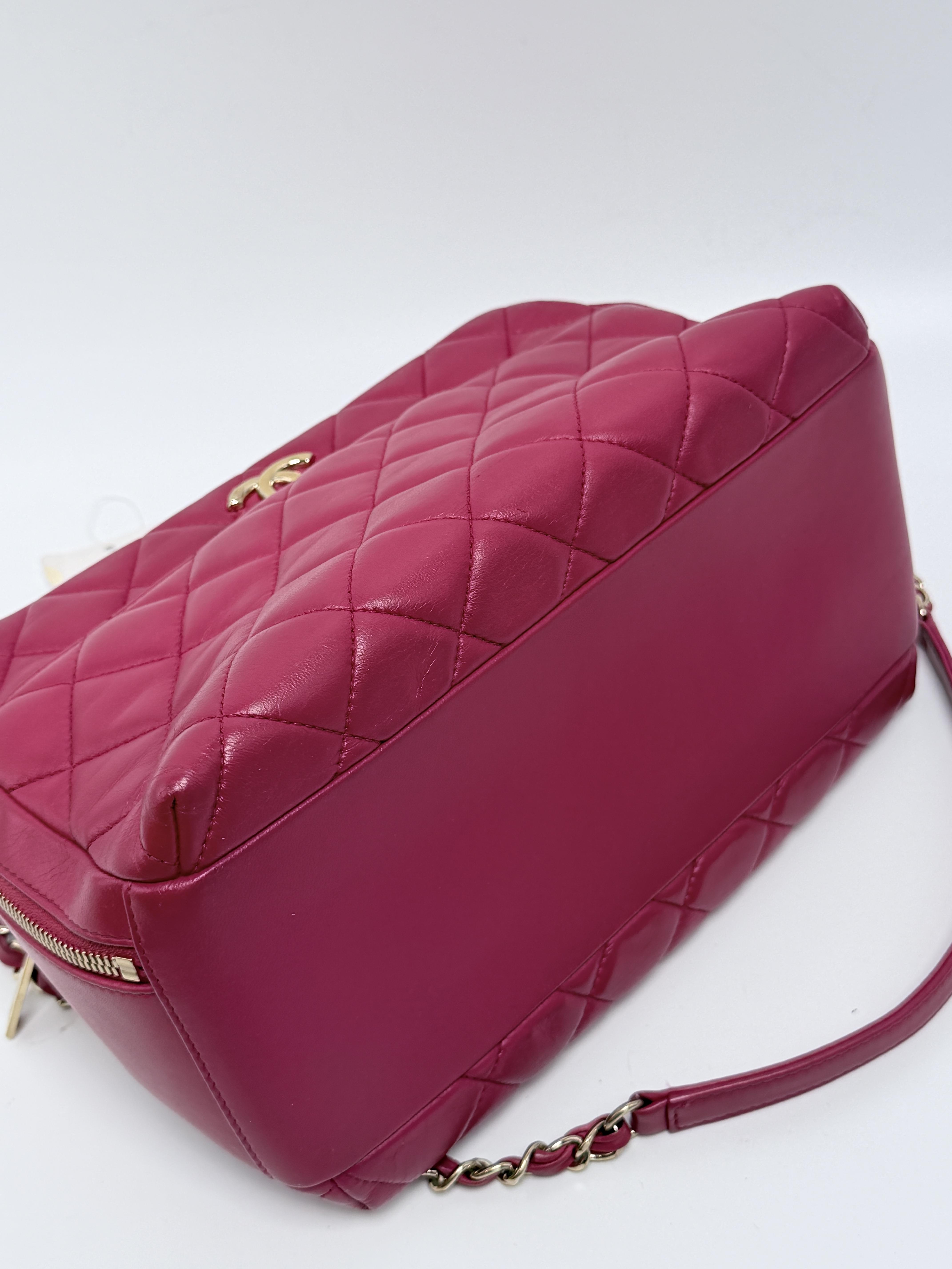 Pre-owned CHANEL Leather Crossbody Bags Quilted Lambskin Trendy CC Bowling Bag Shoulder Crossbody Handbag Pink ZS152CC