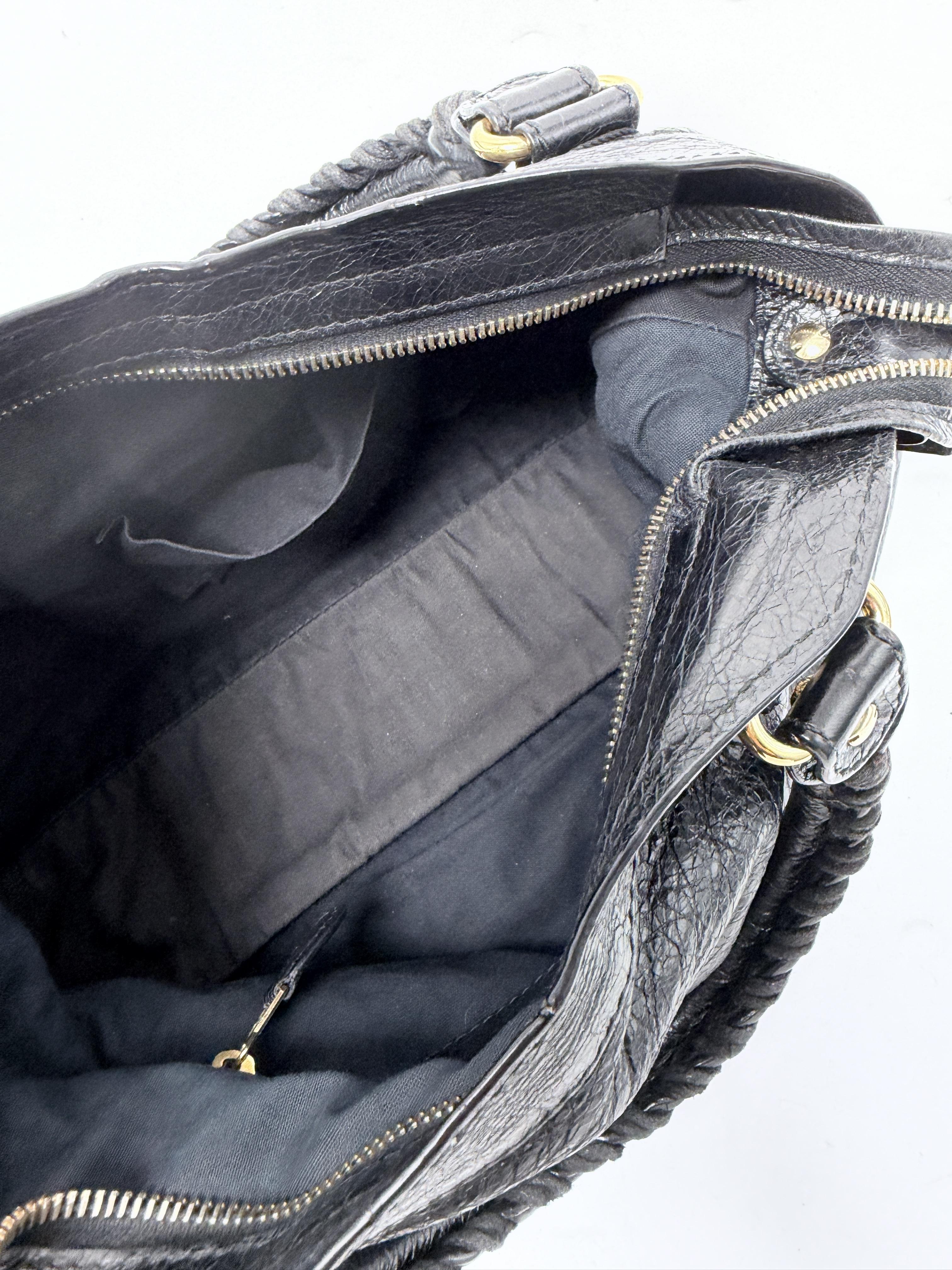Neo Classic City Bag Black Distressed Handle Handbag Crossbody JE746BB