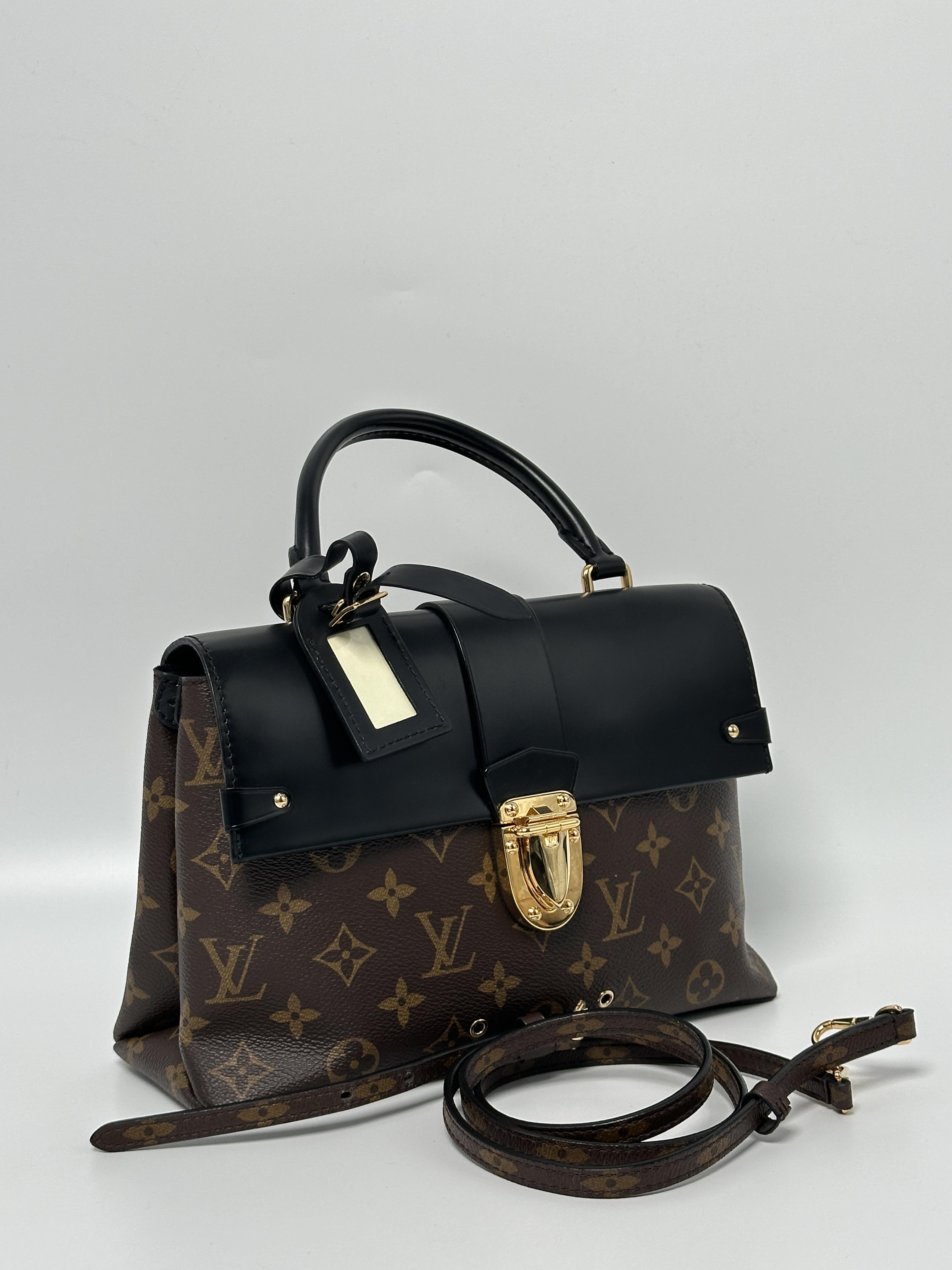 Pre-owned Louis Vuitton Canvas Crossbody Bags Monogram and Leather One Handle Handbag Flap Bag MM Noir Black ZS071LV