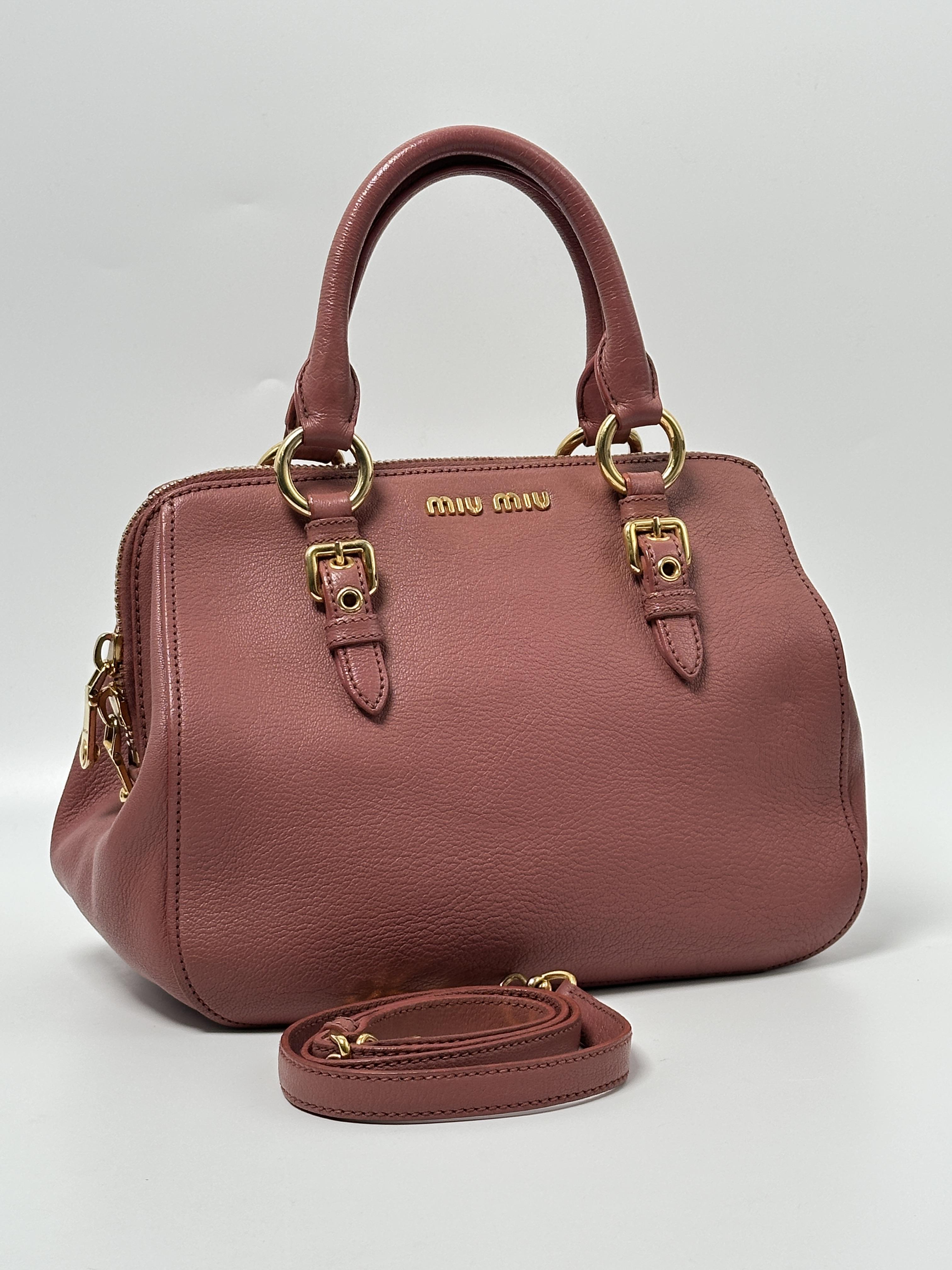 Pink Vitello Lux Shoulder Bag Top Handle Handbag XU002MM