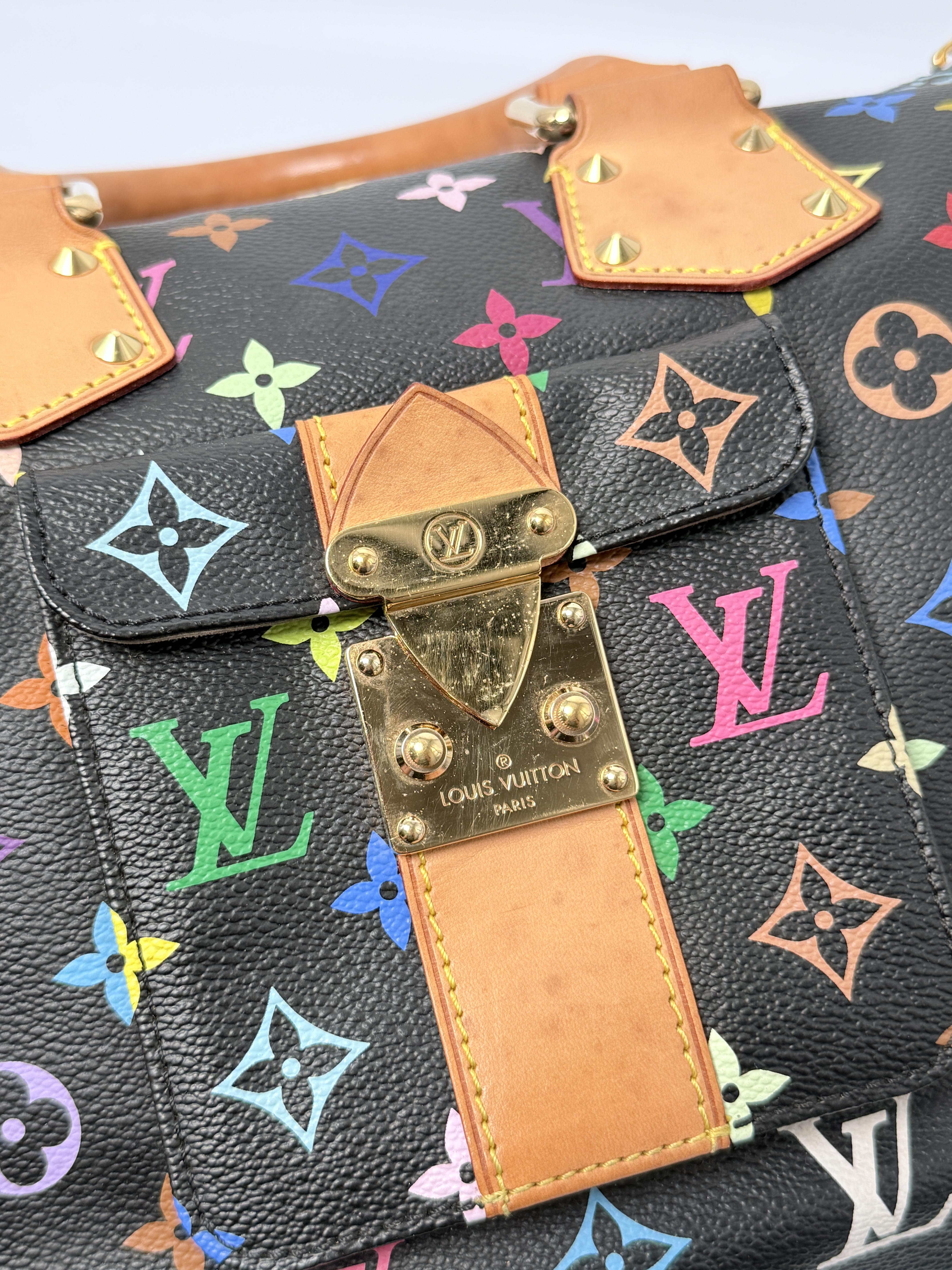 Takashi Murakami Multicolor Speedy 30 Satchel Bag Handle Handbag Black XU045LV