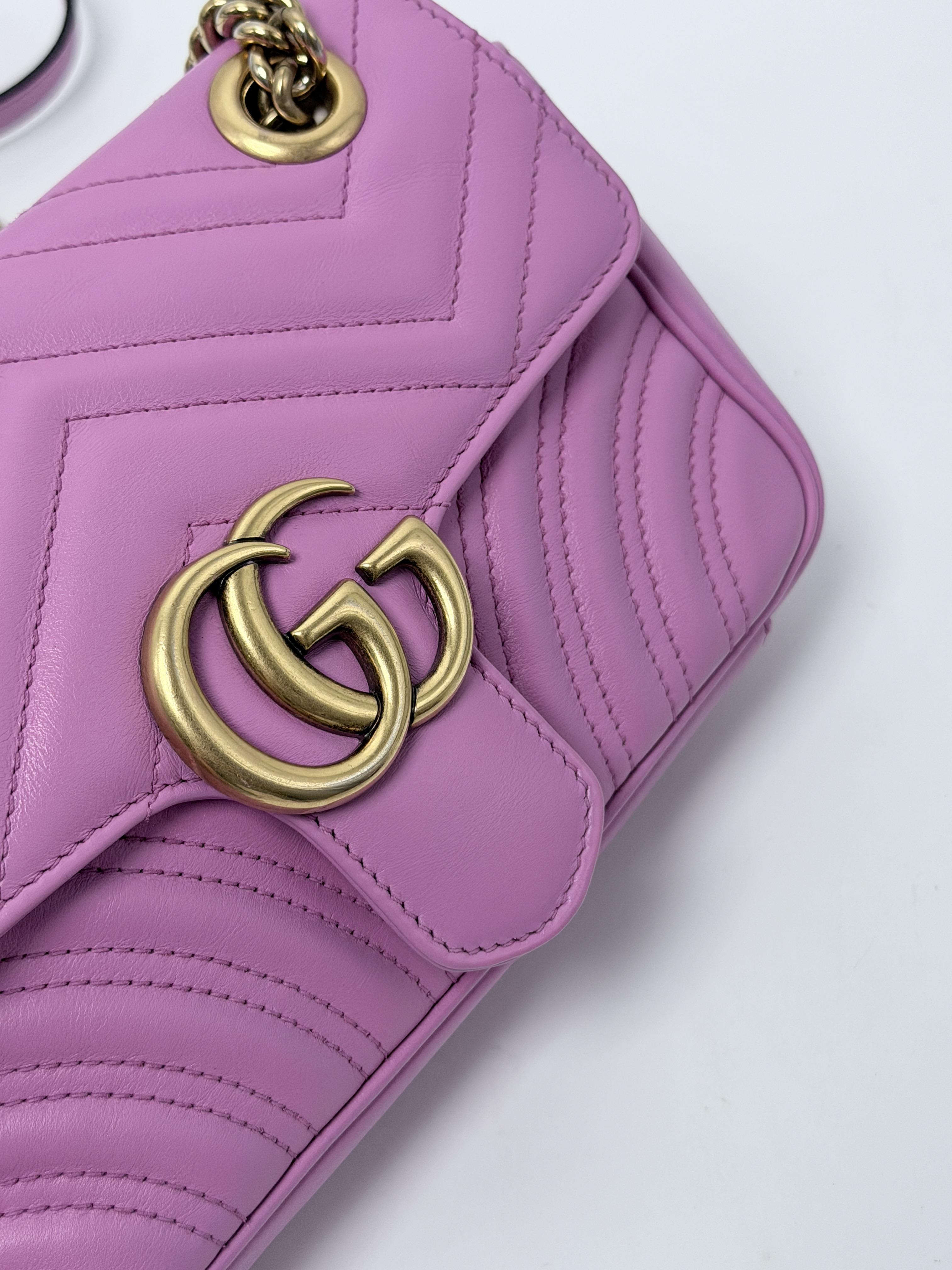 GG Marmont Small Matelasse Shoulder Bag Light Purple Pink JD1522GG