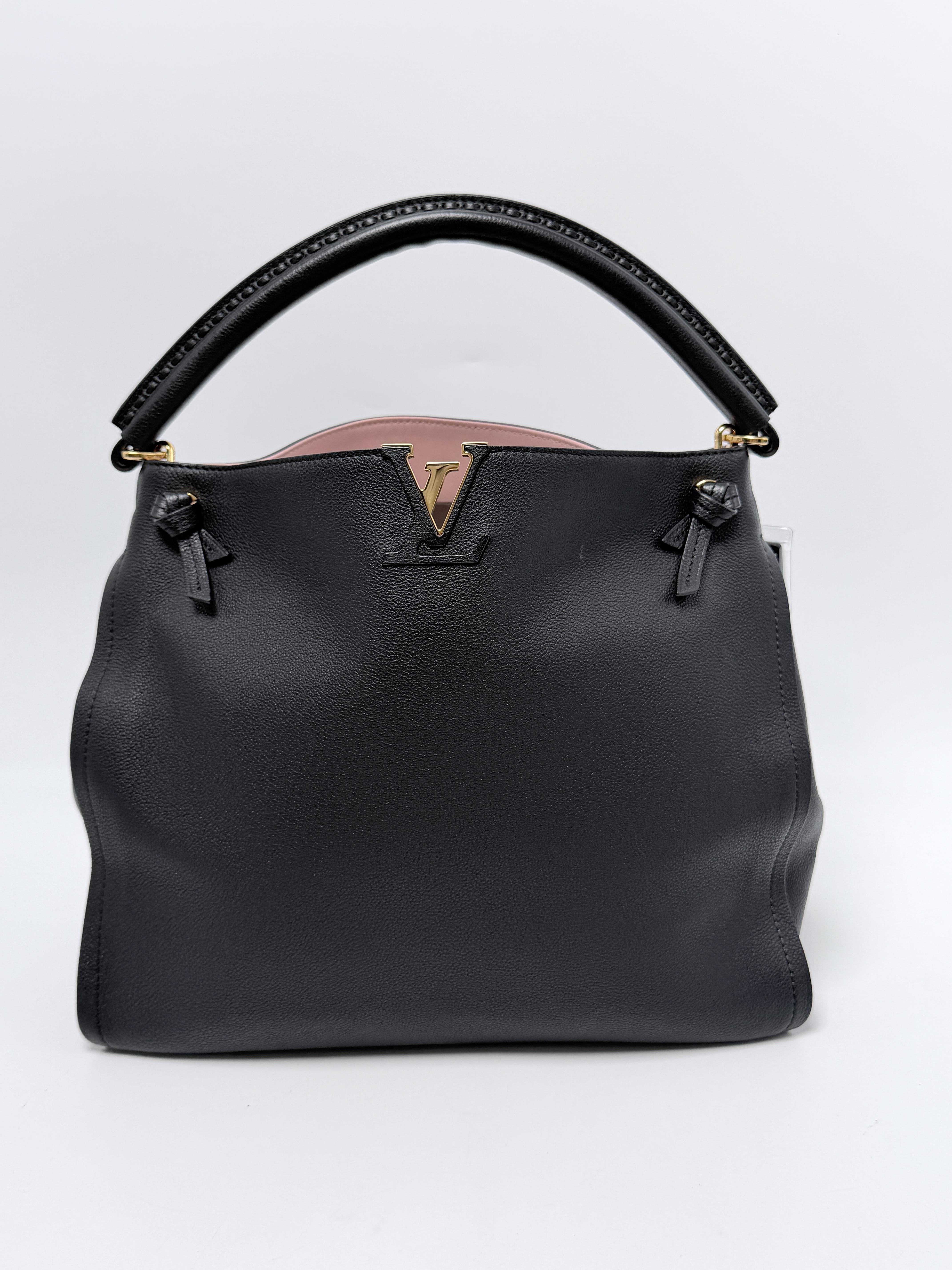 Tournon Black Taurillon Calfskin Hobo Bag Pink Accent JD1263LV