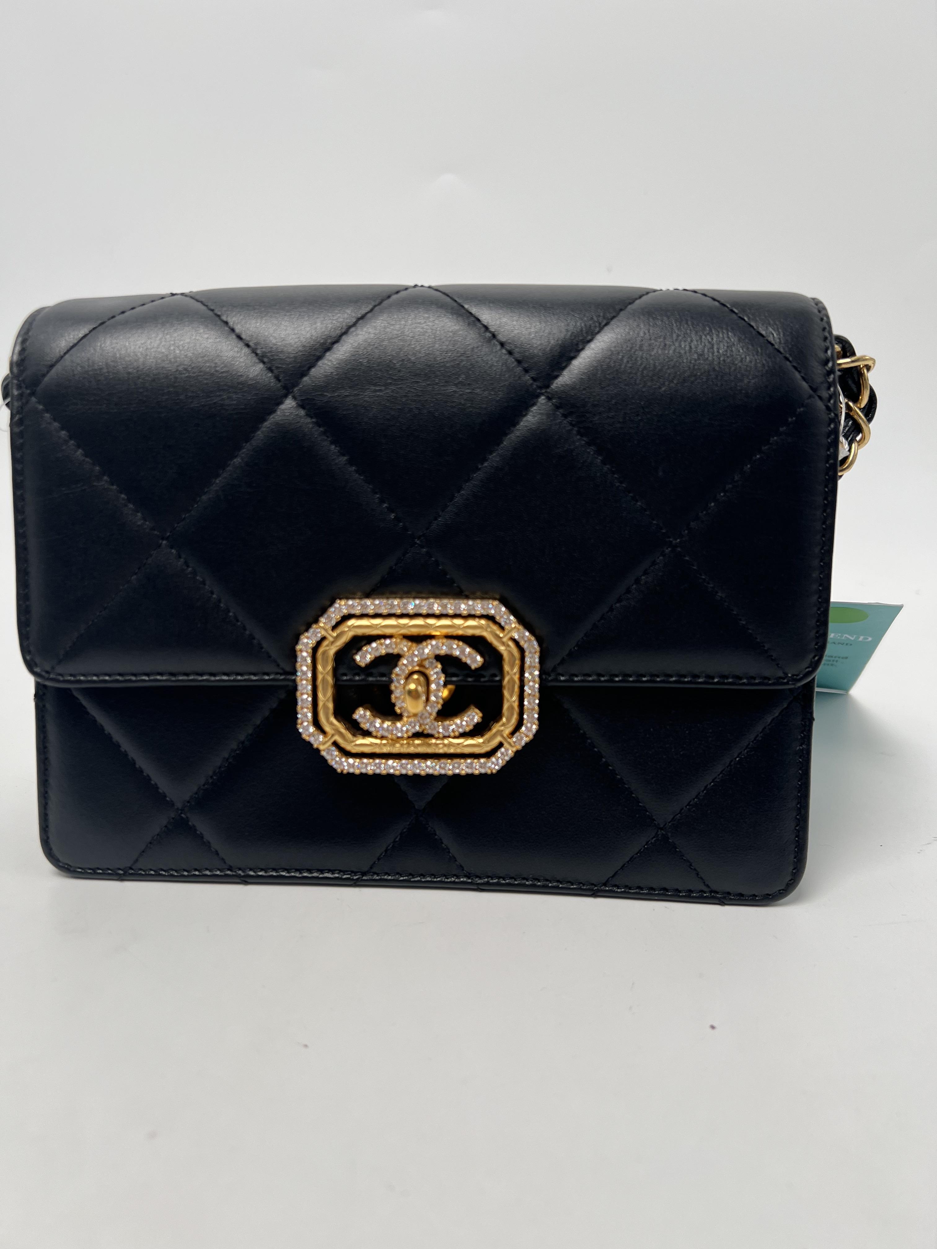 Quilted Leather Mini Flap Bag with Crystal CC Turn Lock ZS071CC