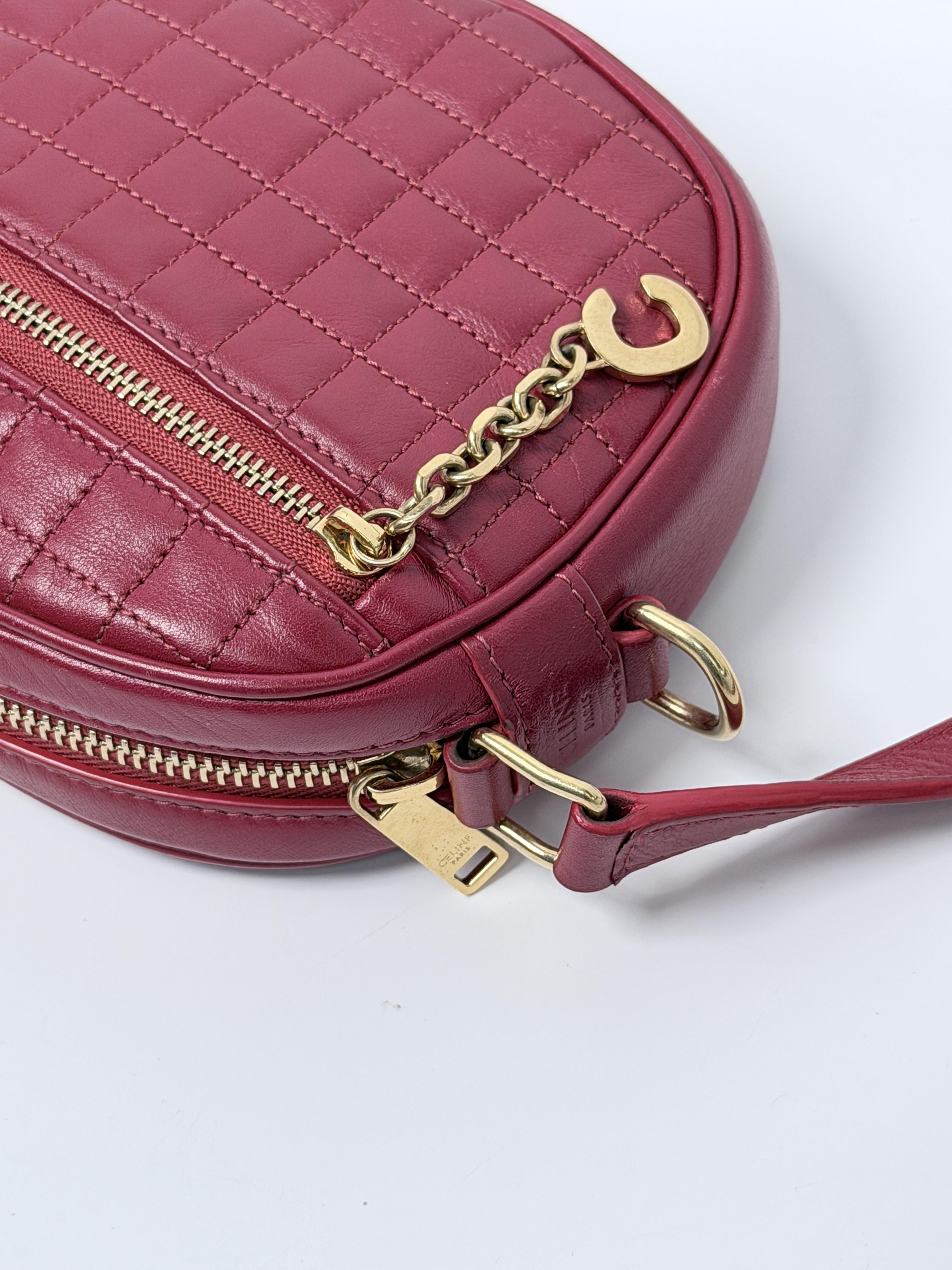 Pre-owned Celine leather Crossbody Bags Small C Charm Quilted Camera Crossbody Bag JX101CE