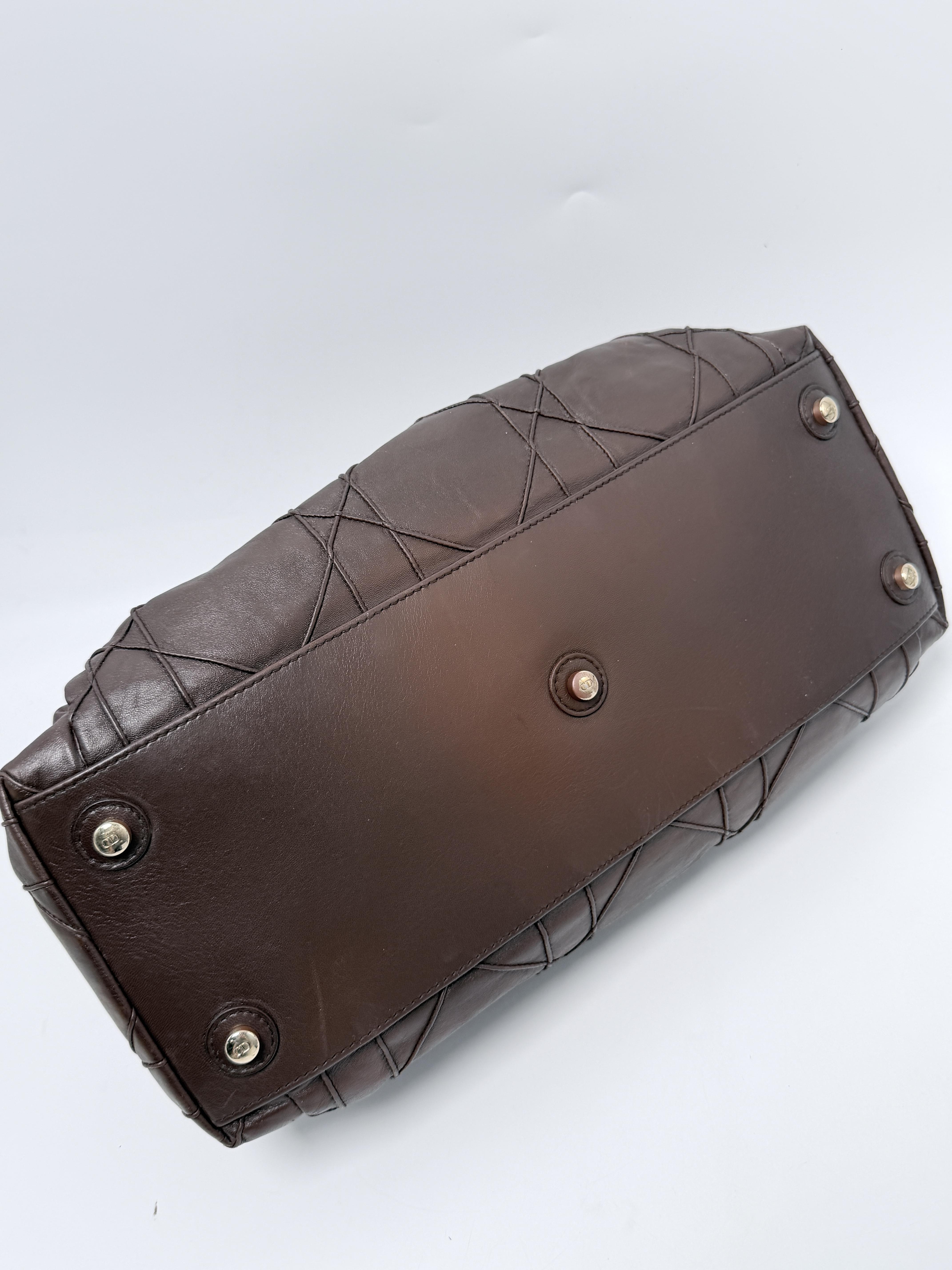 Christian Dark Brown Lambskin Cannage Le Trente Bag JA1320DR