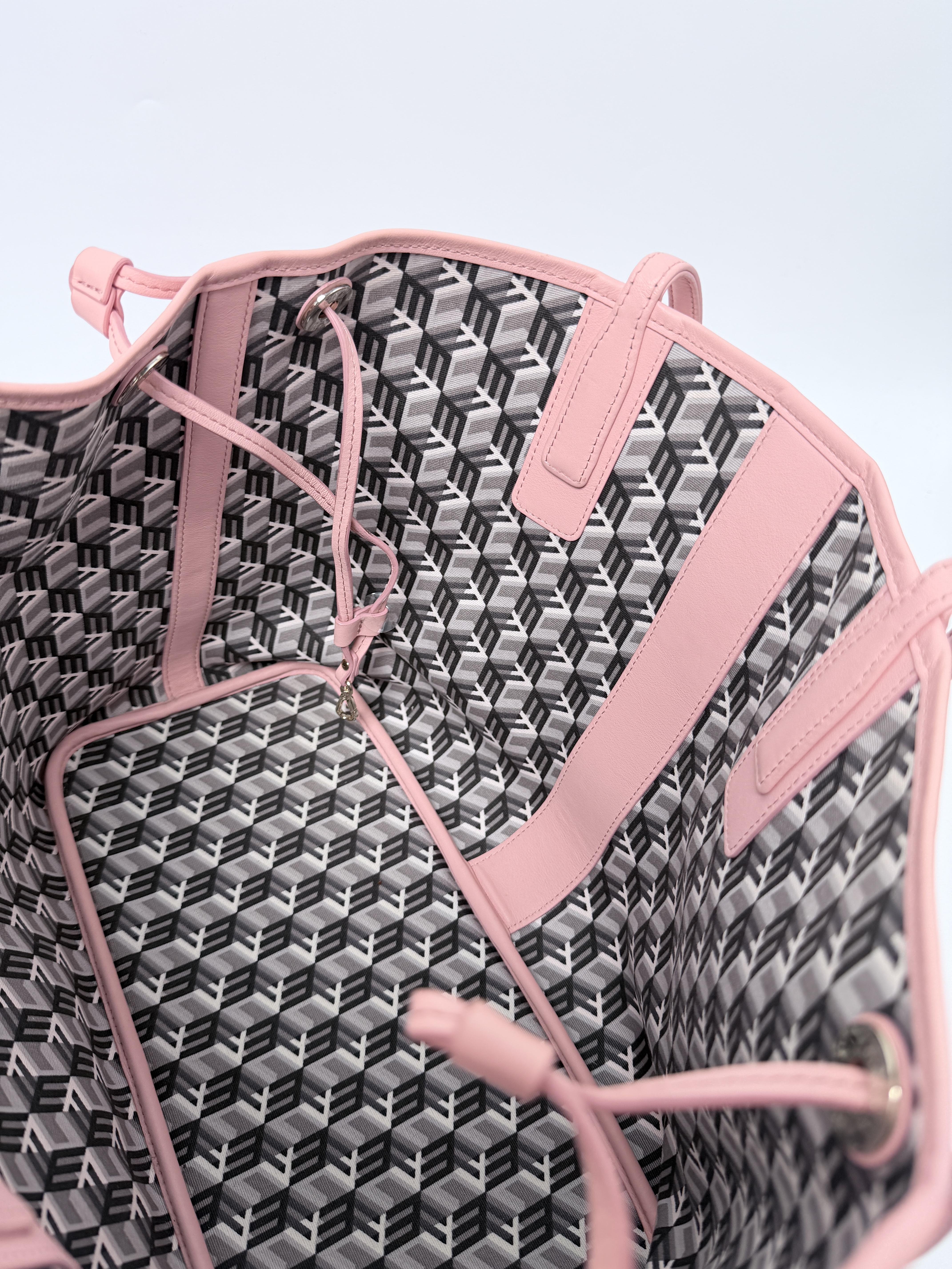 Pink Visetos Reversible Large Shopper Tote with Pouch – JD1091MCM