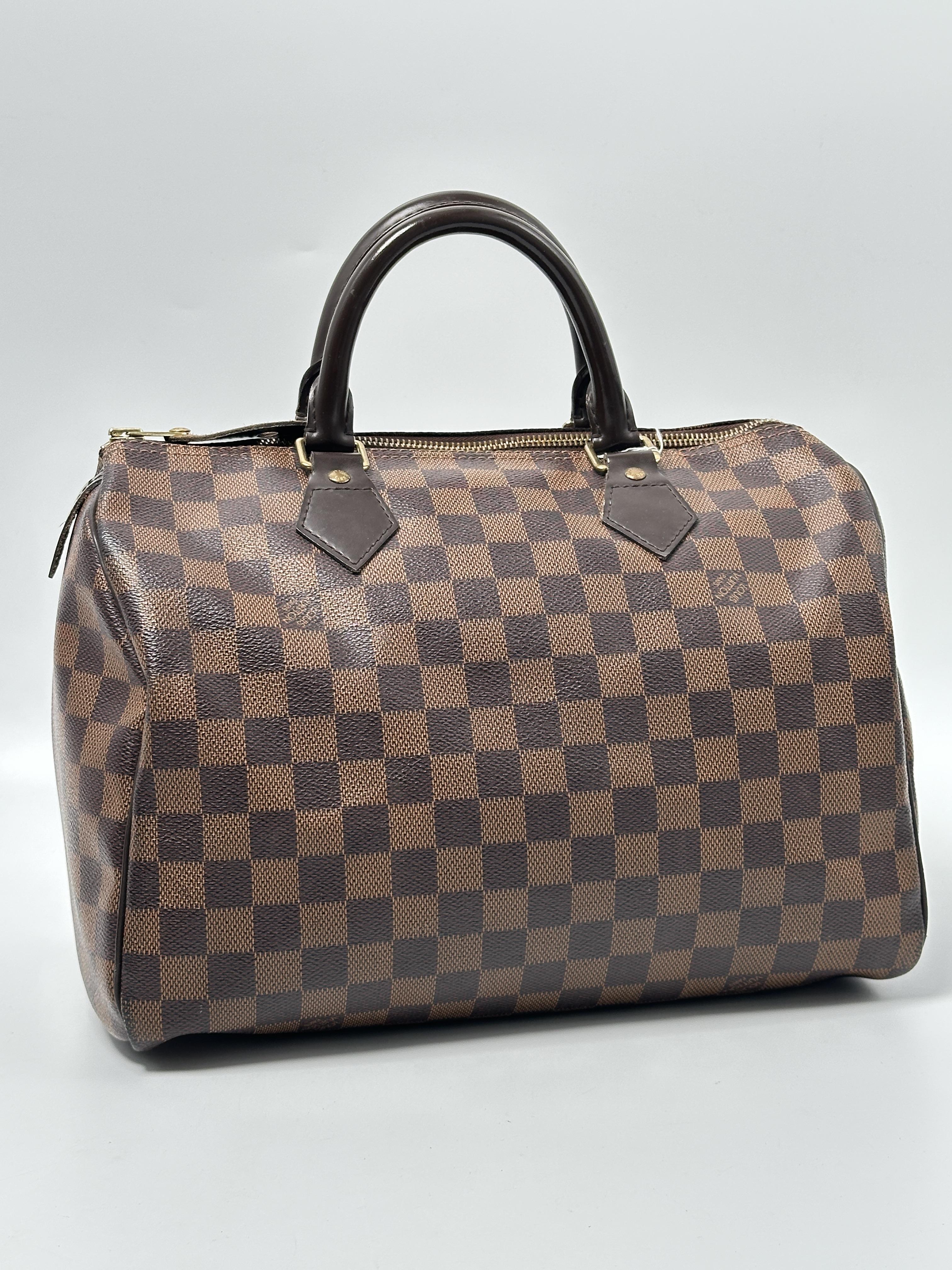 Pre-owned Louis Vuitton Canvas Shoulder Bags Damier Ebene Speedy 30 Top Handle Bag JA761LV