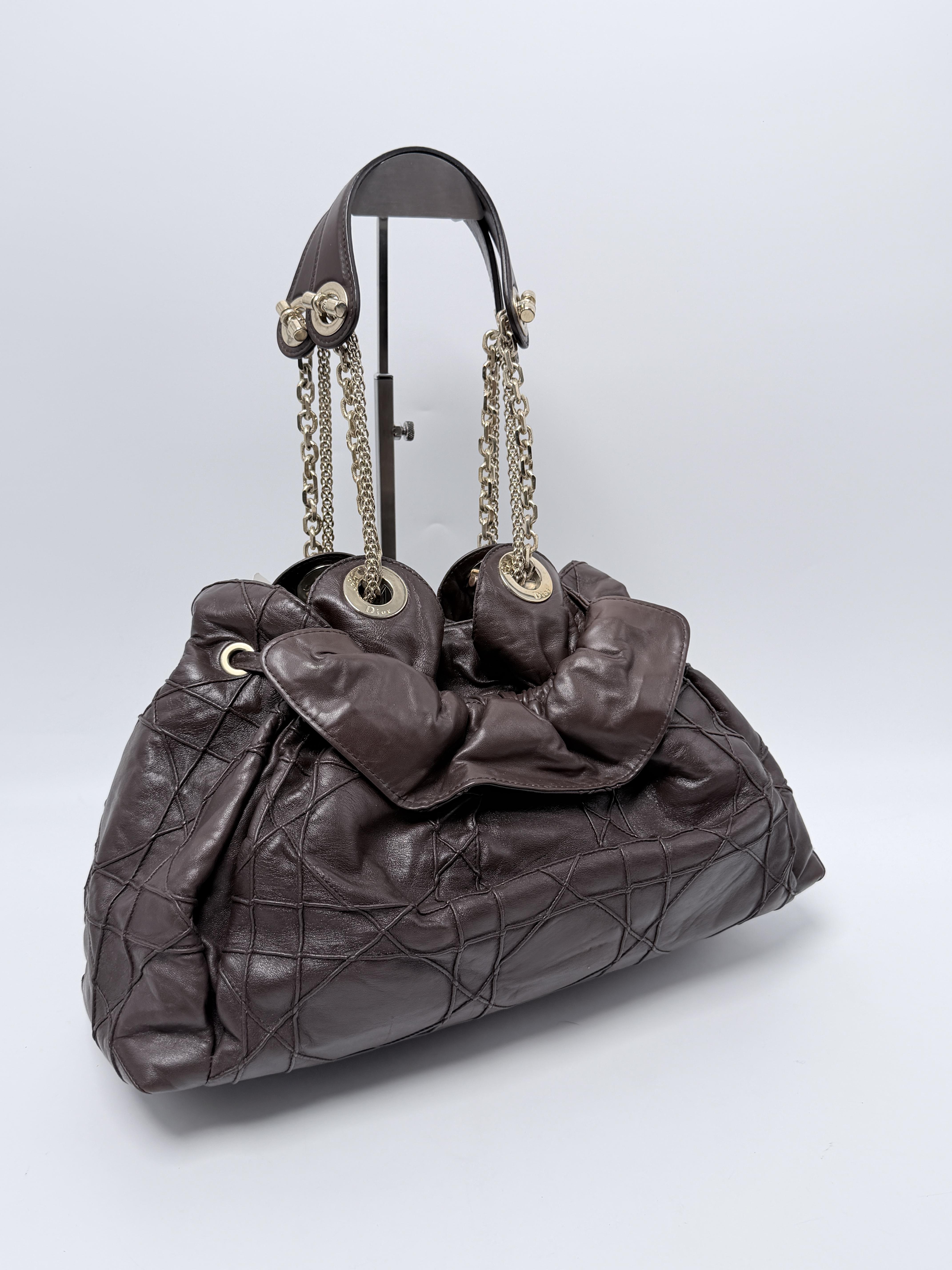Christian Dark Brown Lambskin Cannage Le Trente Bag JA1320DR