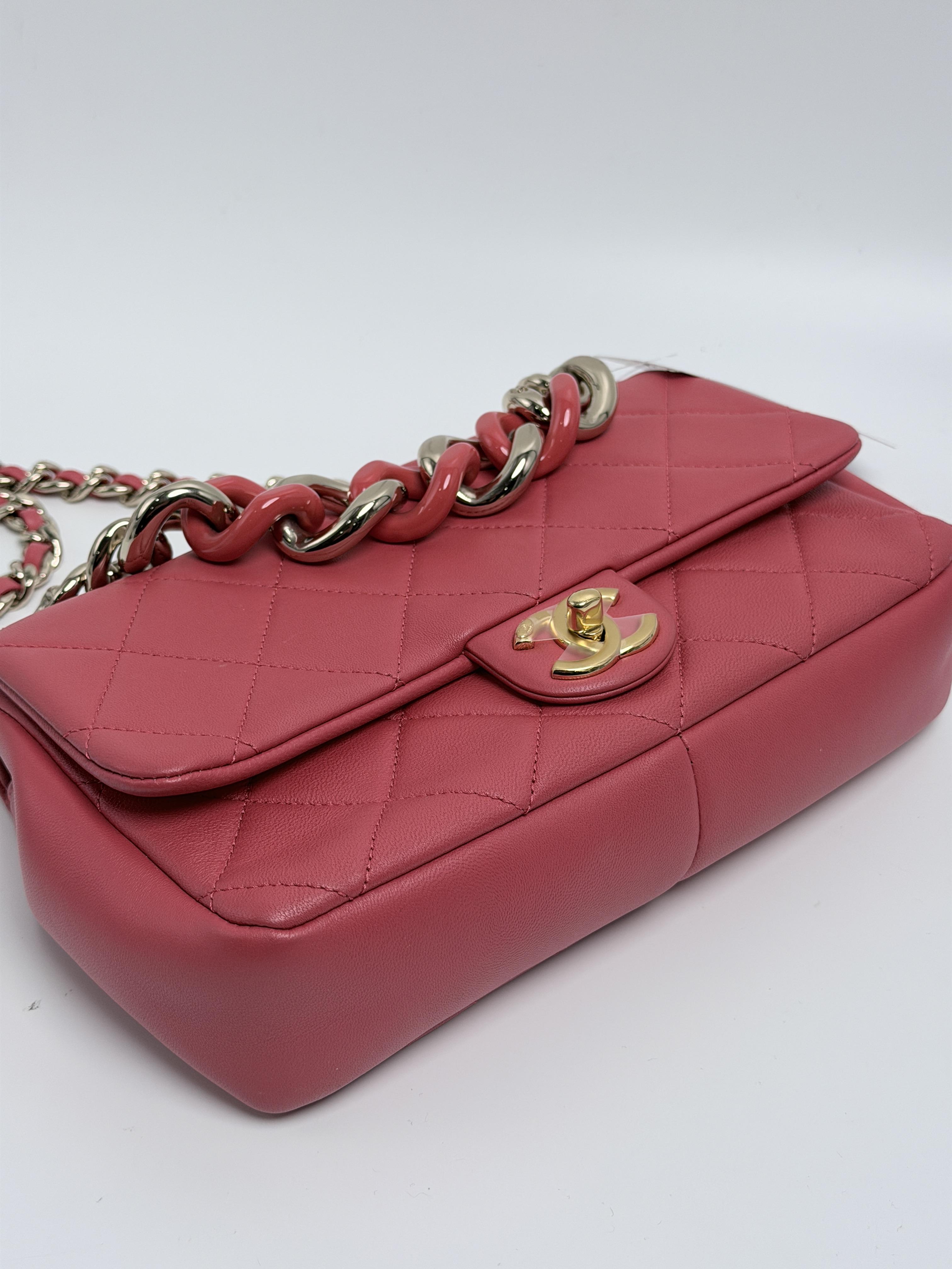 Pre-owned CHANEL Leather Shoulder Bags 23P Sweetheart Crush Mini Caviar Flap Bag Shoulder Handbag Pink ZS034CC