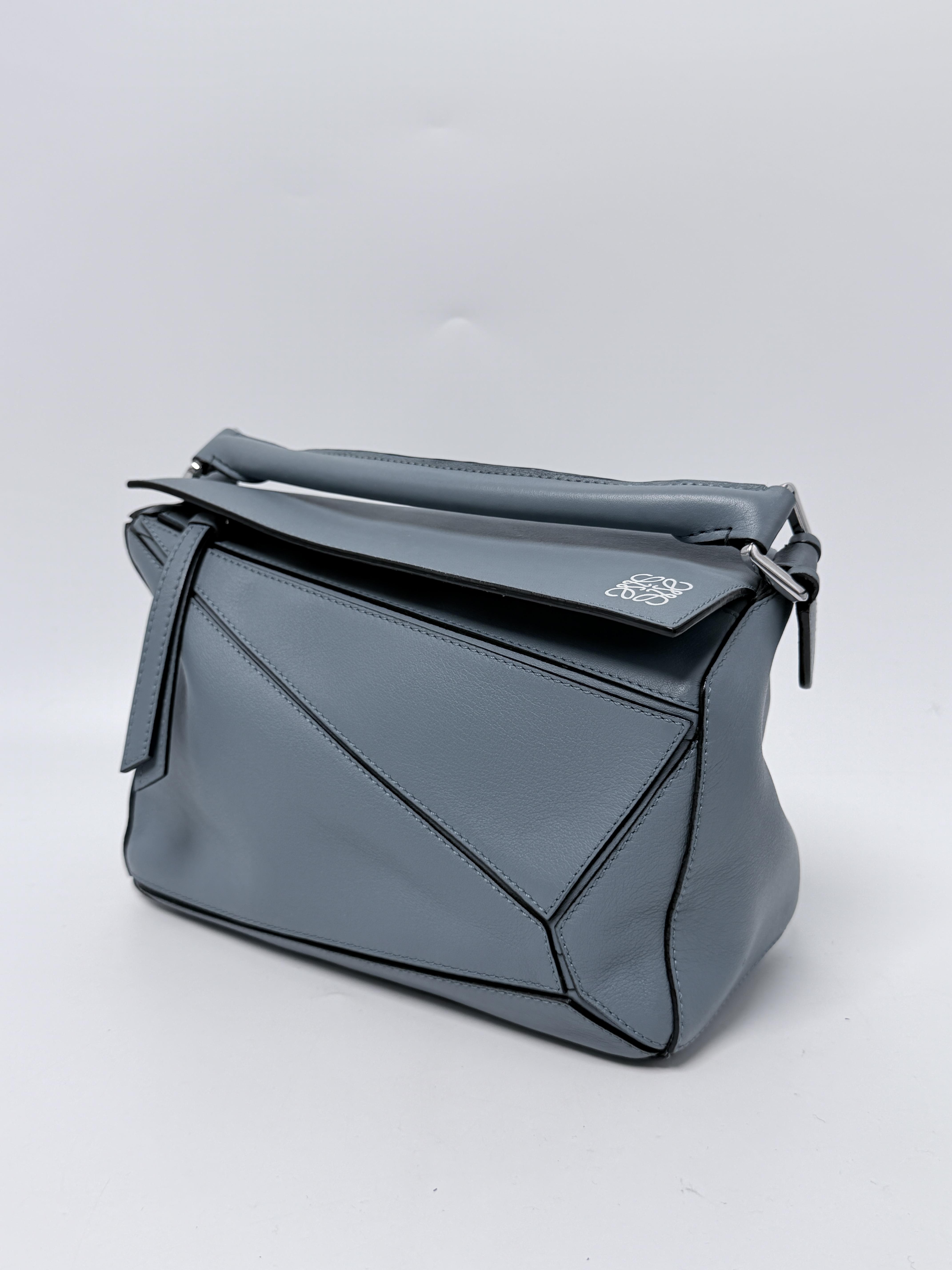Puzzle Stone Blue Grained Crossbody Bag Handle Handbag XU005LW