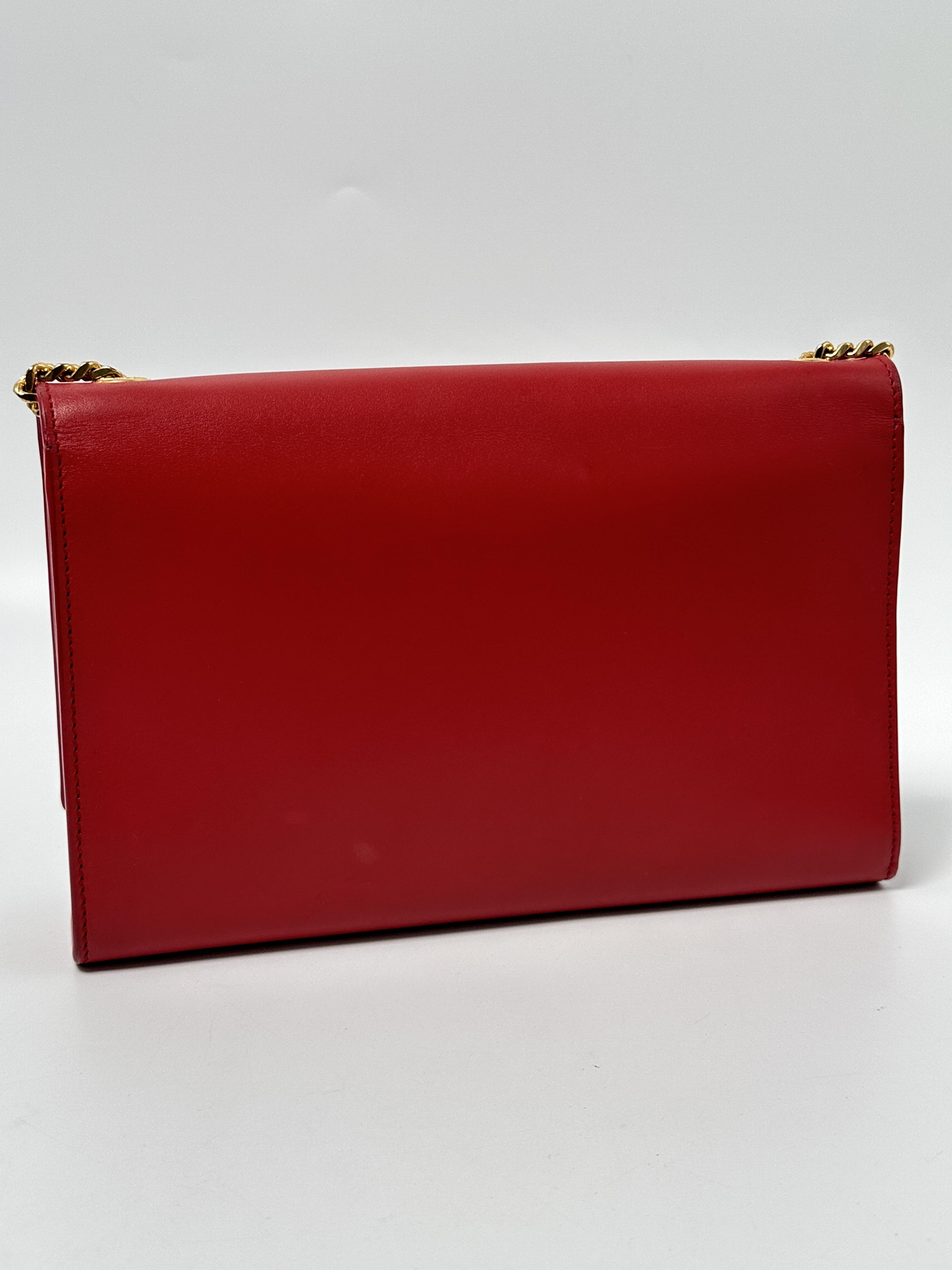 Pre-owned Yves Saint Laurent LEATHER Crossbody Bags Saint Laurent Red Kate Tassel Chain Crossbody Shoulder Bag P009YS