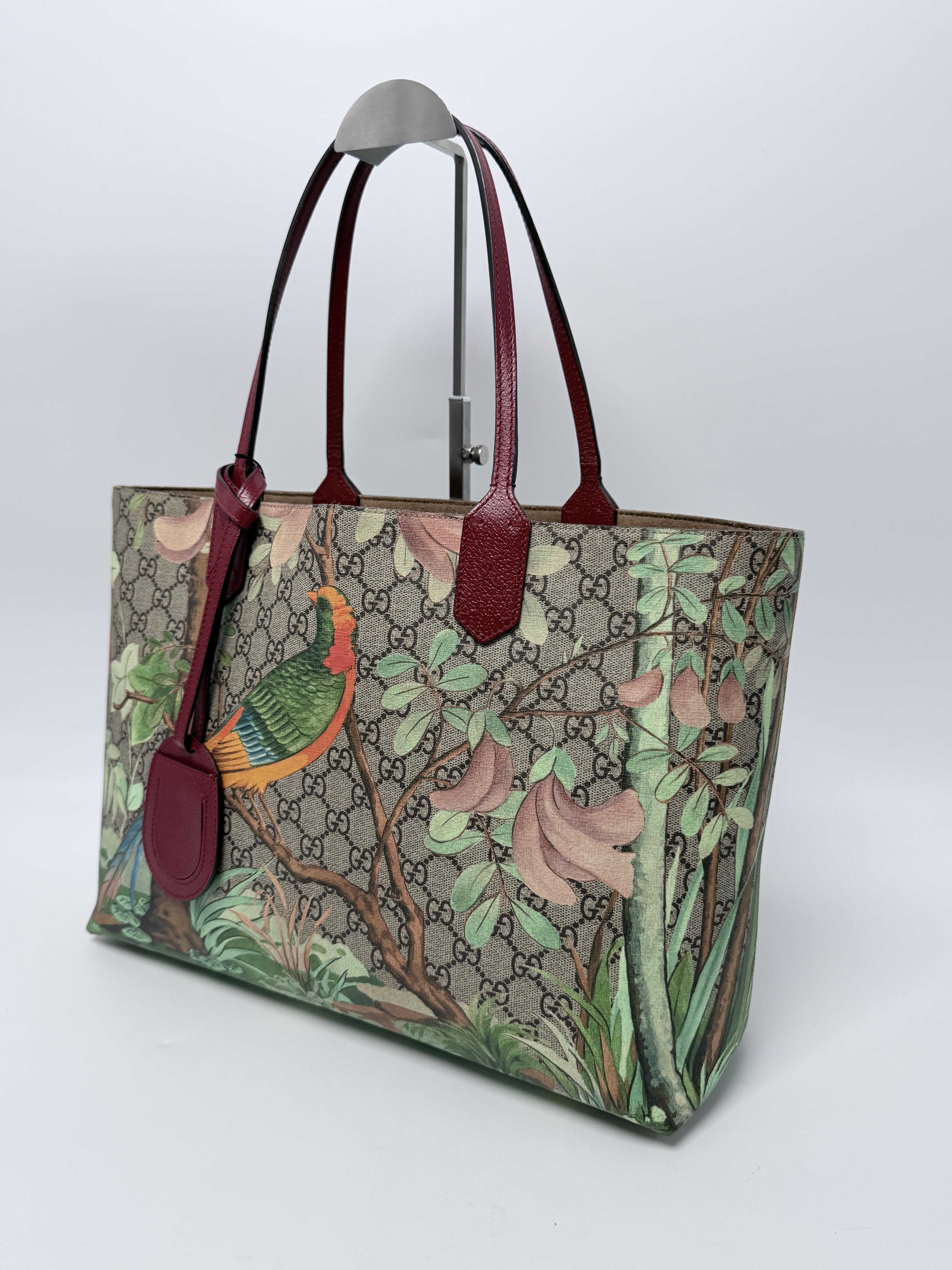 Tian GG Supreme Medium Shopping Tote Bag Red Leather Trim JD1557GG
