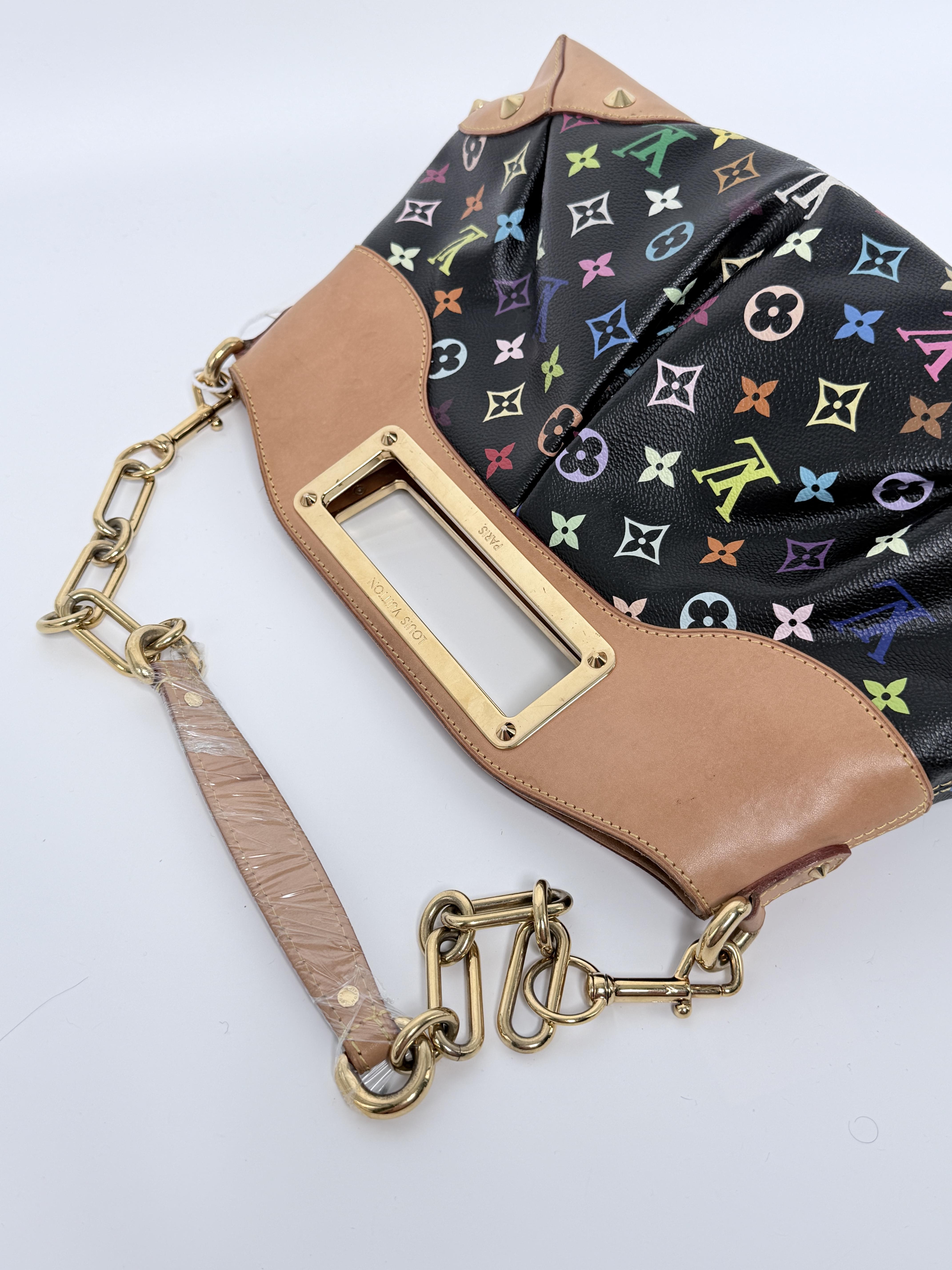Pre-owned Louis Vuitton Canvas Shoulder Bags Monogram Multicolore Judy MM Chain Shoulder Handag Top Handle Bag JA207LV