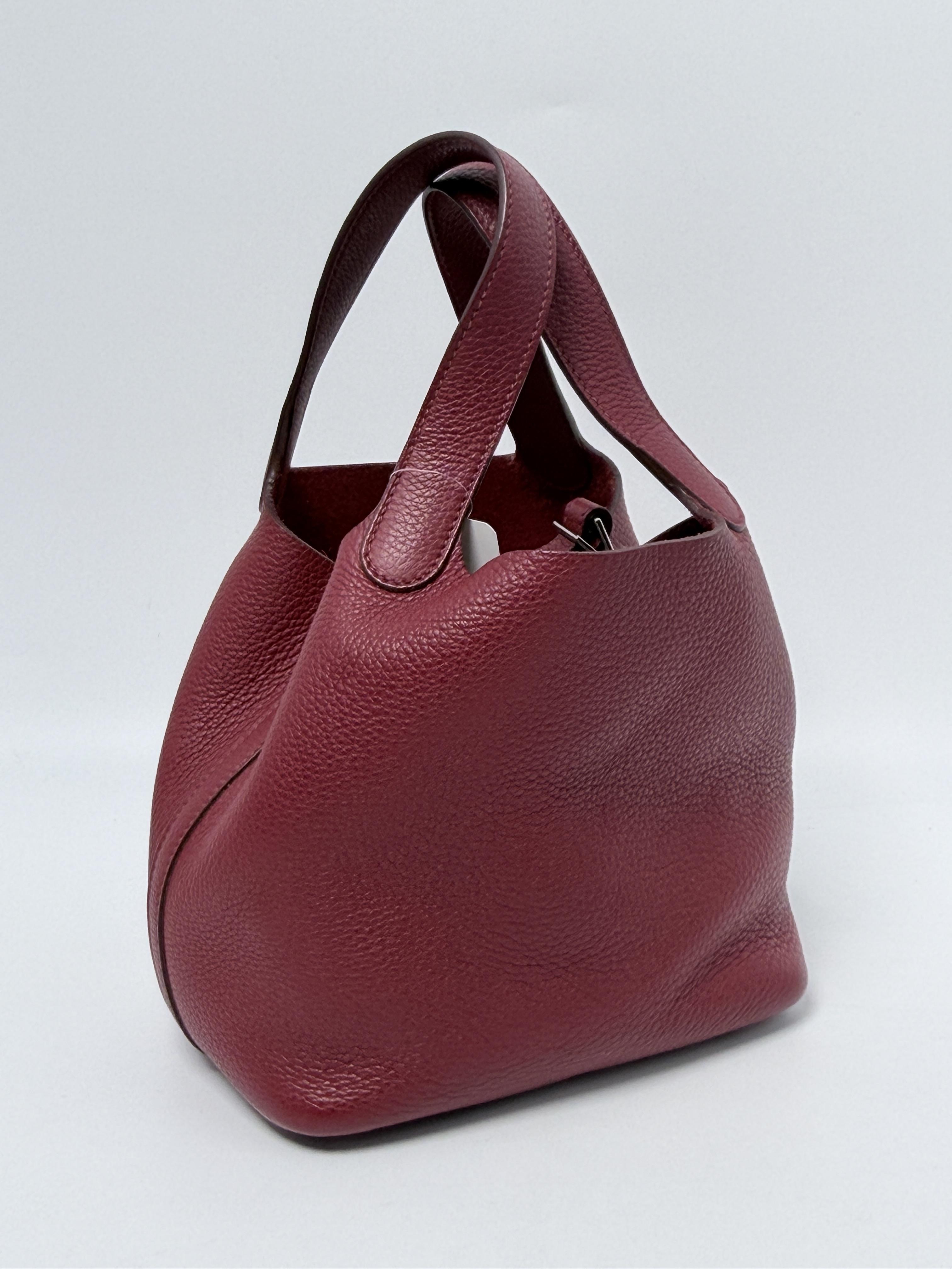 Picotin 18 PM Taurillon Clémence Rouge H Bucket Handbag Tote Bag FJ006HM