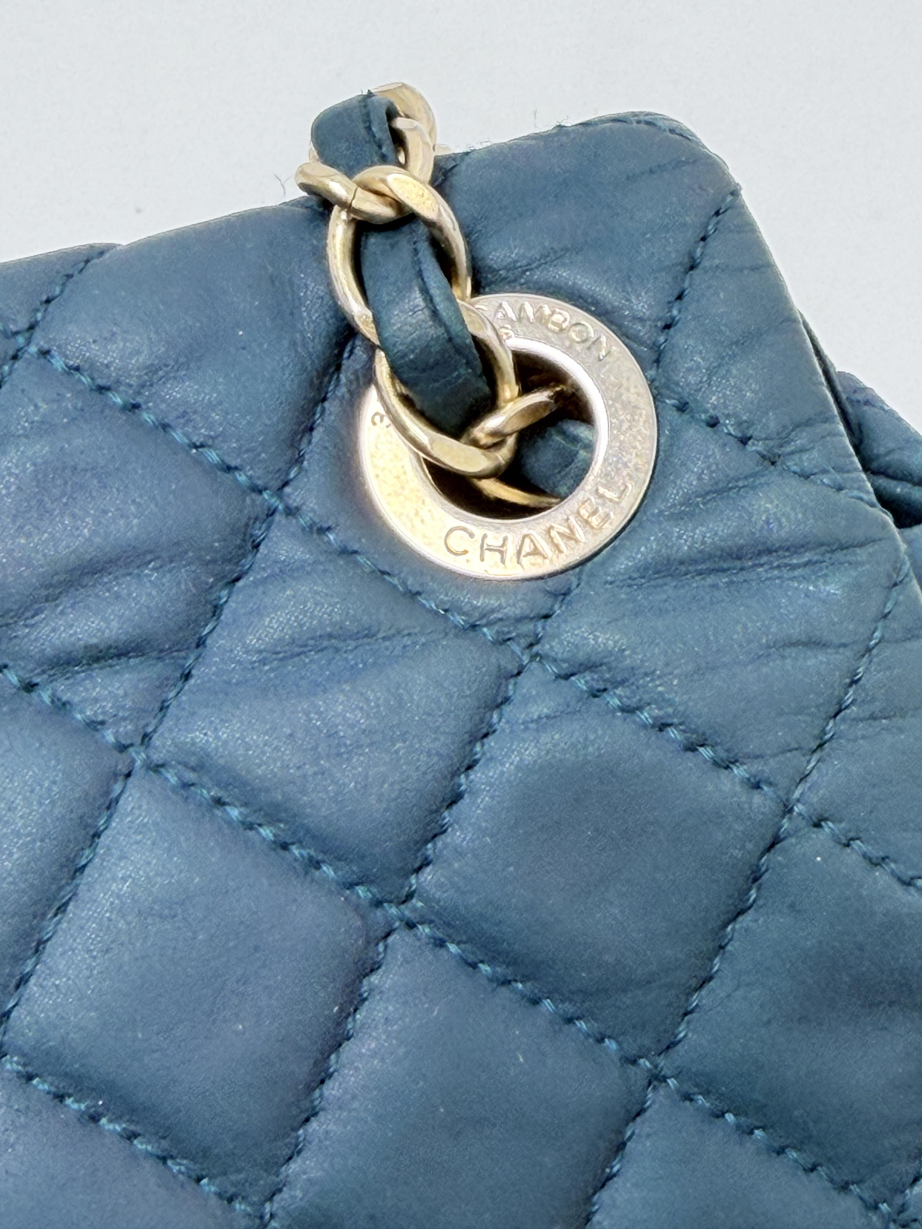 Blue Glazed Medium Bubble CC Flap Shoulder Handbag Crossbody Bag BB004CC