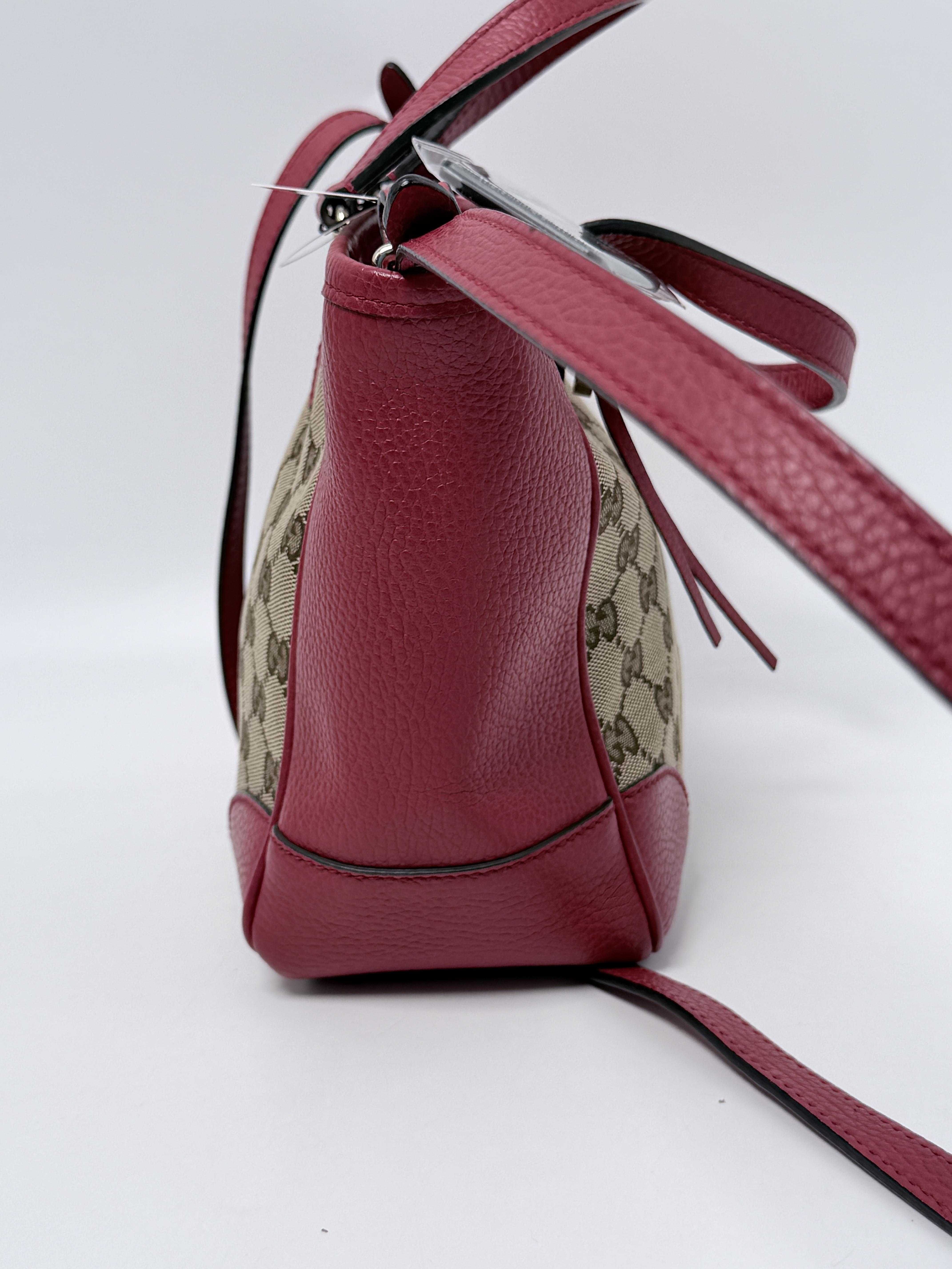 GG Canvas Small Bree Tote Bag with Red/Pink Trim XU012GG
