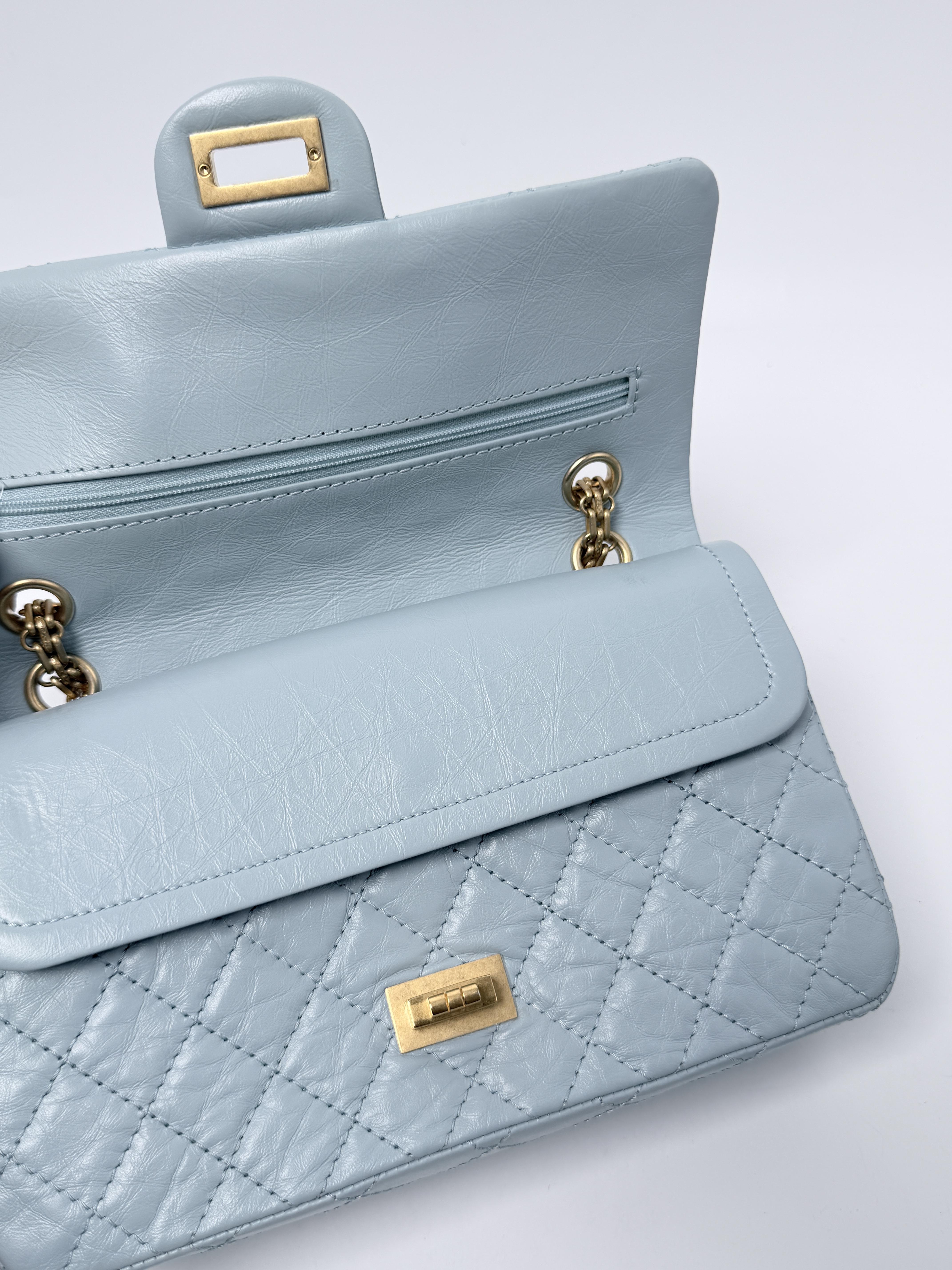 2.55 Reissue Double Flap Bag Light Blue Aged Calfskin HB006CC