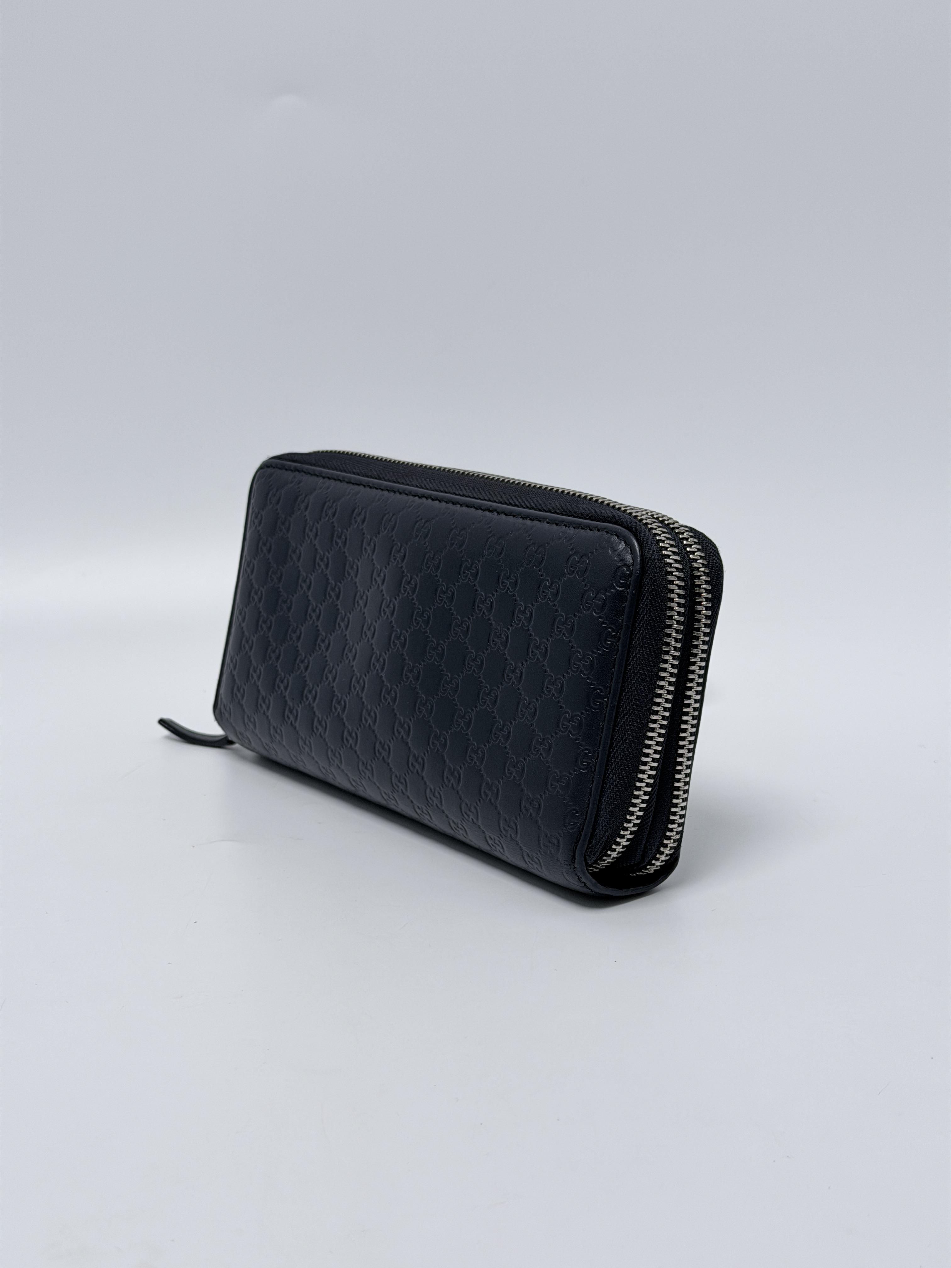 Microguccissima Black Zip Around Continental Long Wallet JD1421GG