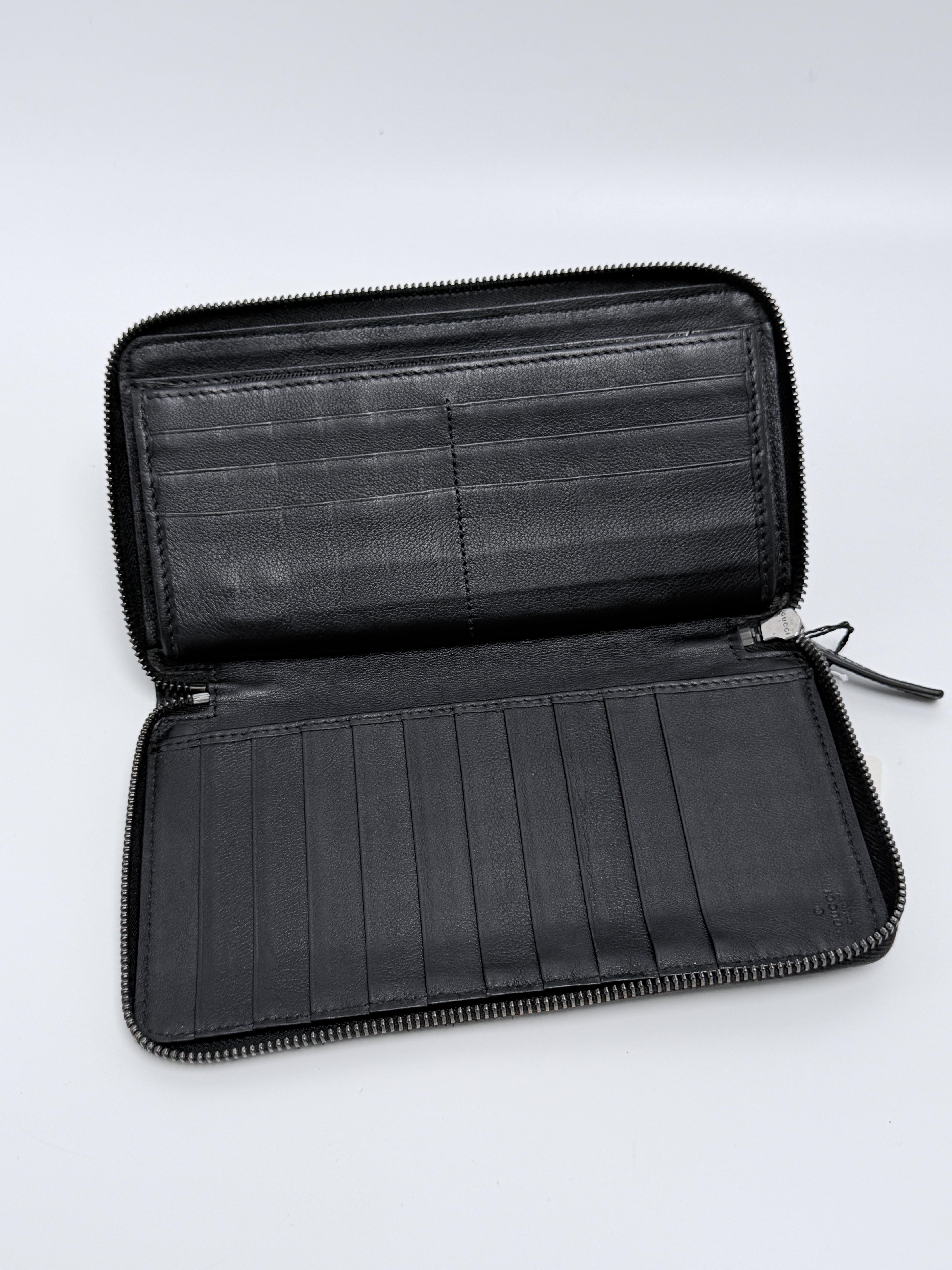 Guccissima Zip Around Black Continental Clutch SH445GG