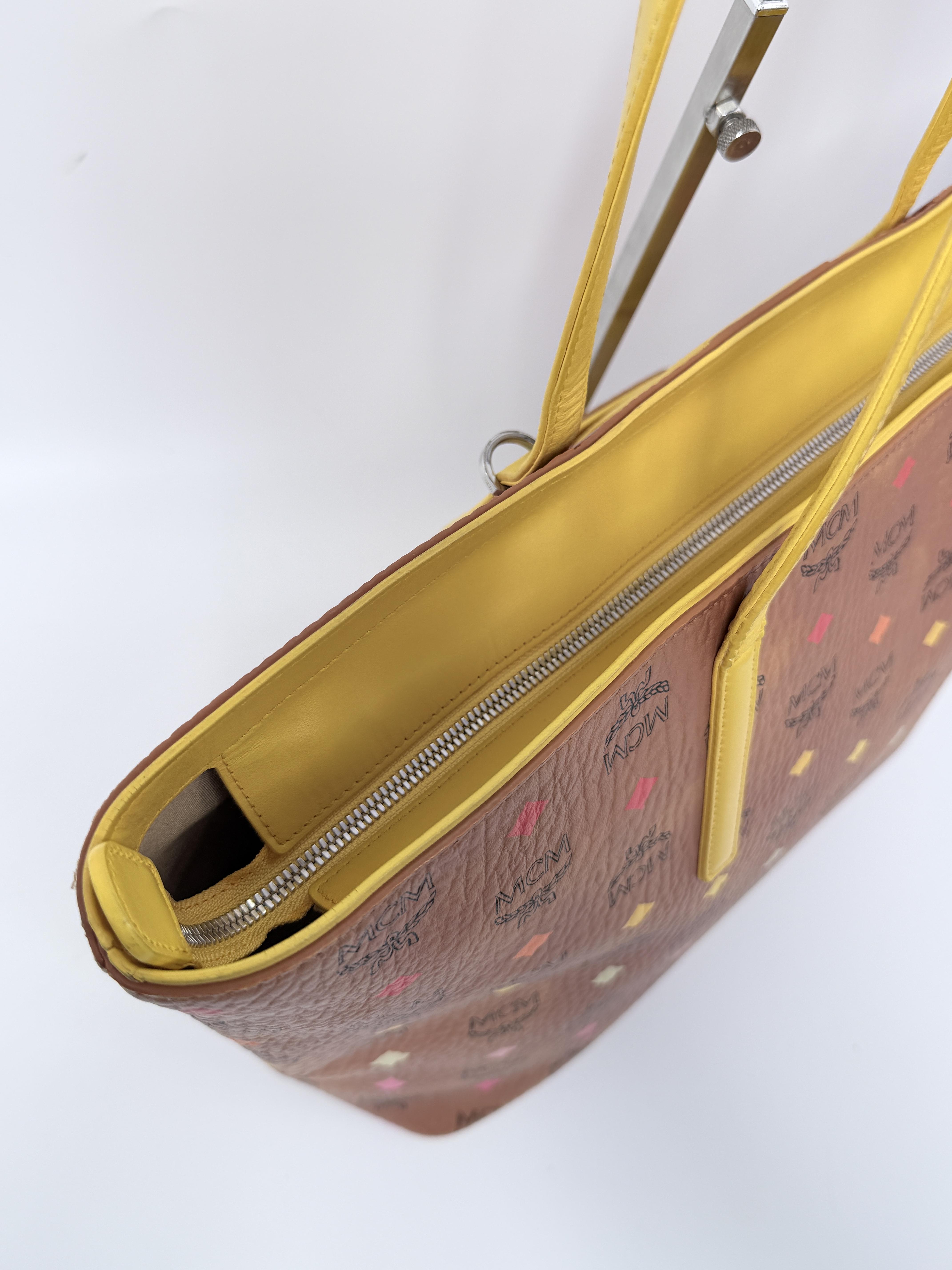 Pink and Yellow Flight Edition Visetos Medium Anya Shopper Tote Bag Shoulder Handbag JD163MCM