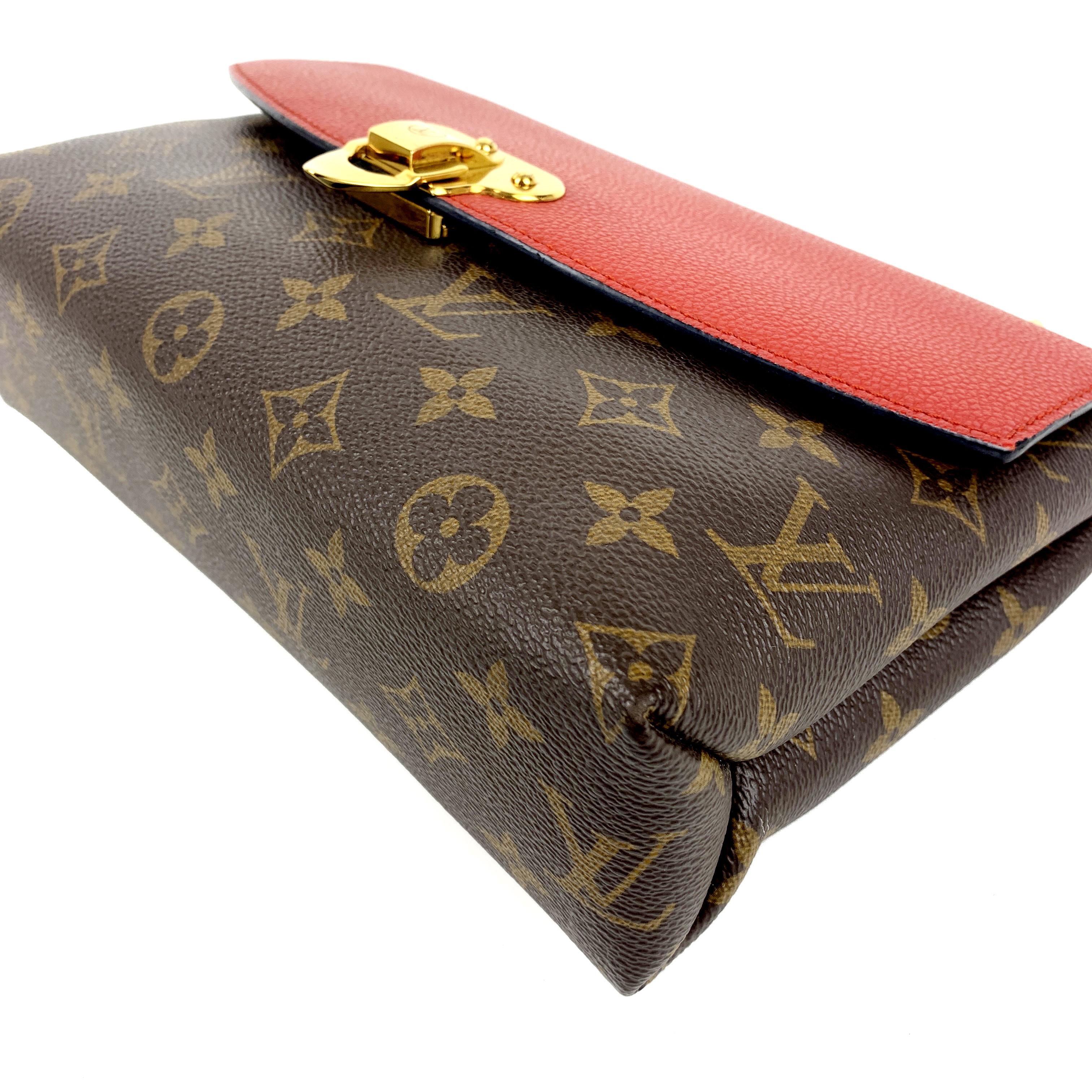 Pre-owned Louis Vuitton PVC Crossbody Bags LV Saint Placide Legendary Monogram Brown & Red Calfskin Flap Single Shoulder/Crossbody Bag，SH86 2019