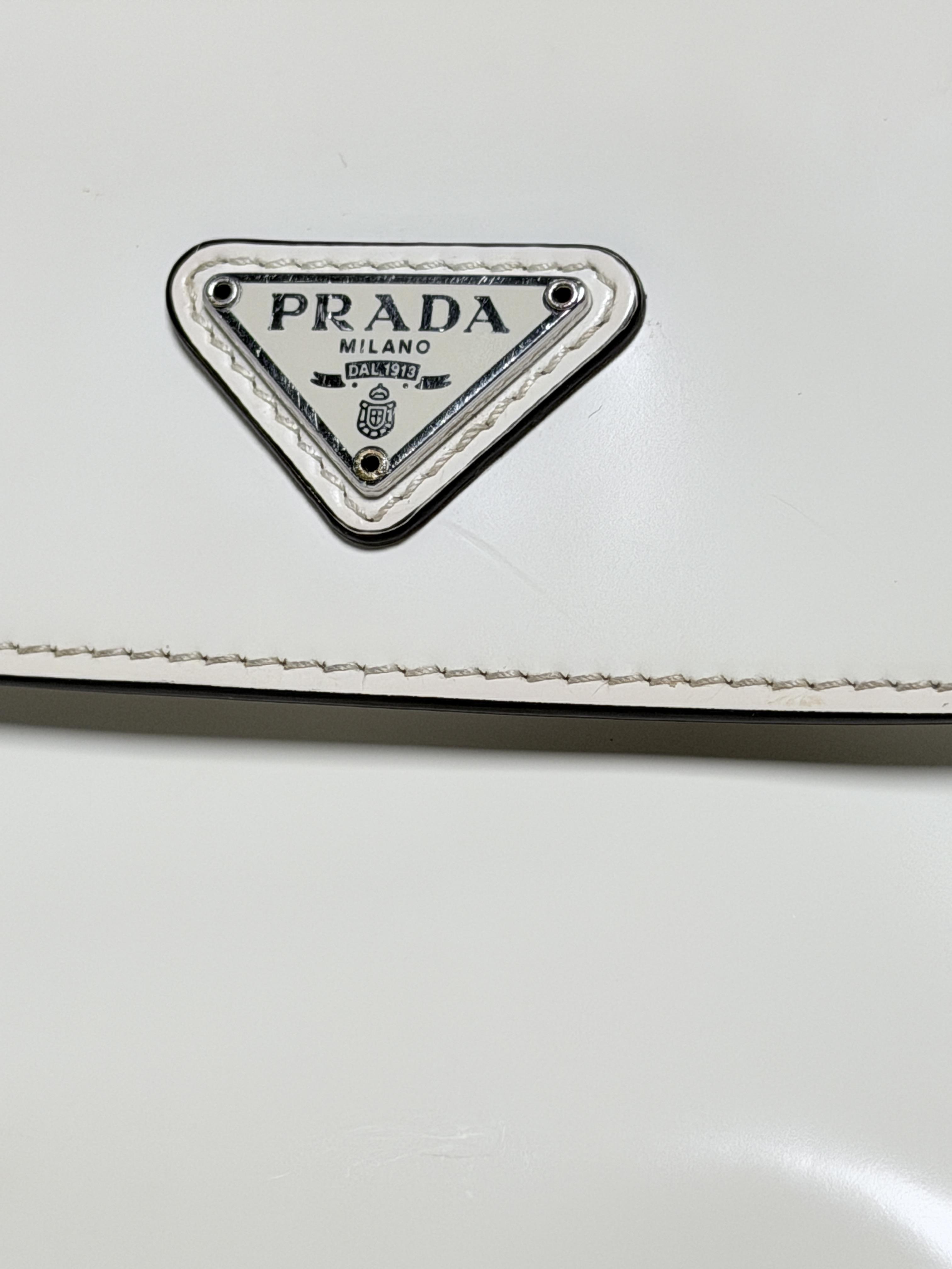 Pre-owned PRADA Leather Shoulder Bags Authentic White Shoulder Bag Designer Handbag JXPR1