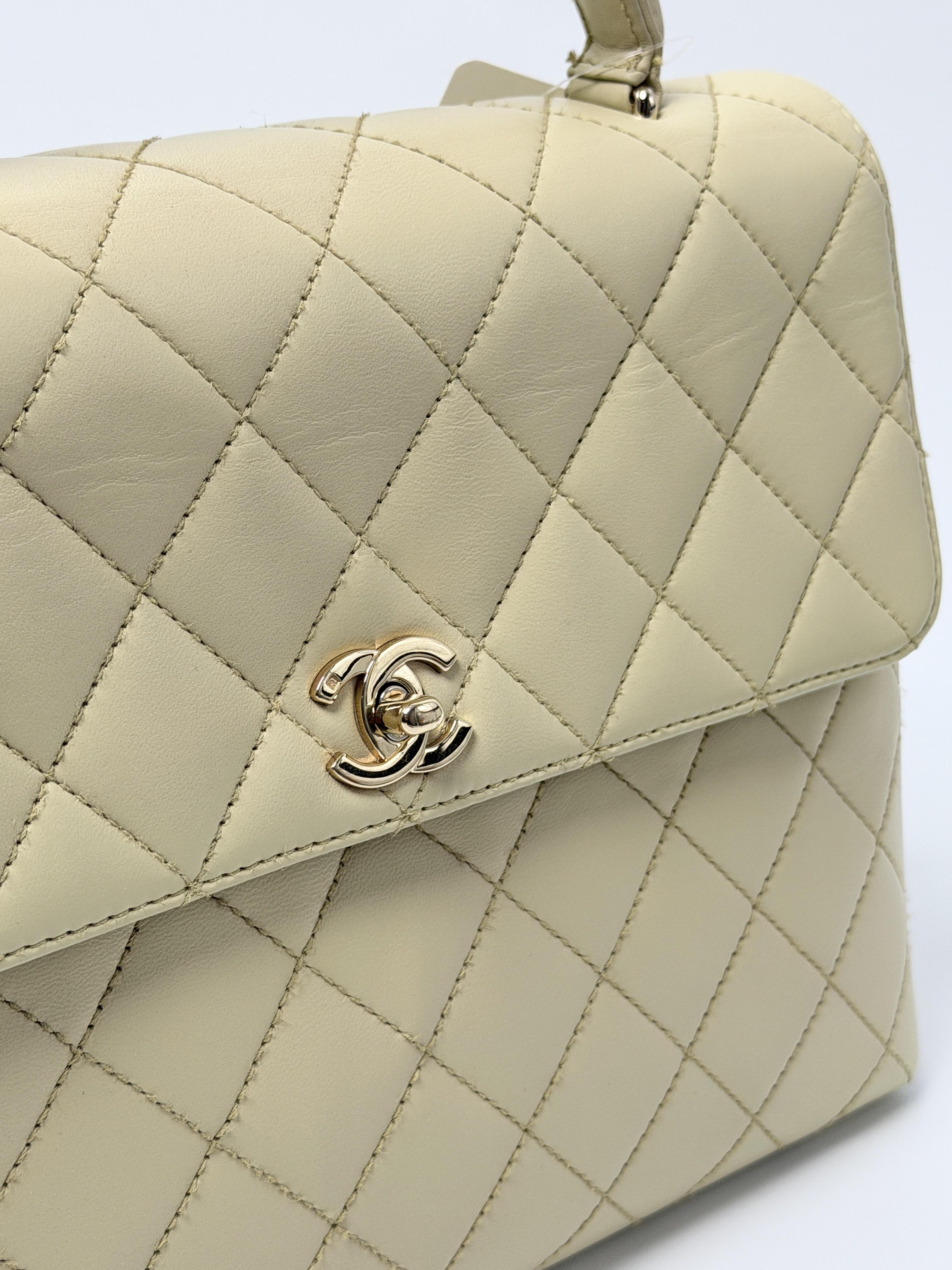 Kelly Handbag Top Handle Bag Beige Caviar Gold Hardware JP008CC