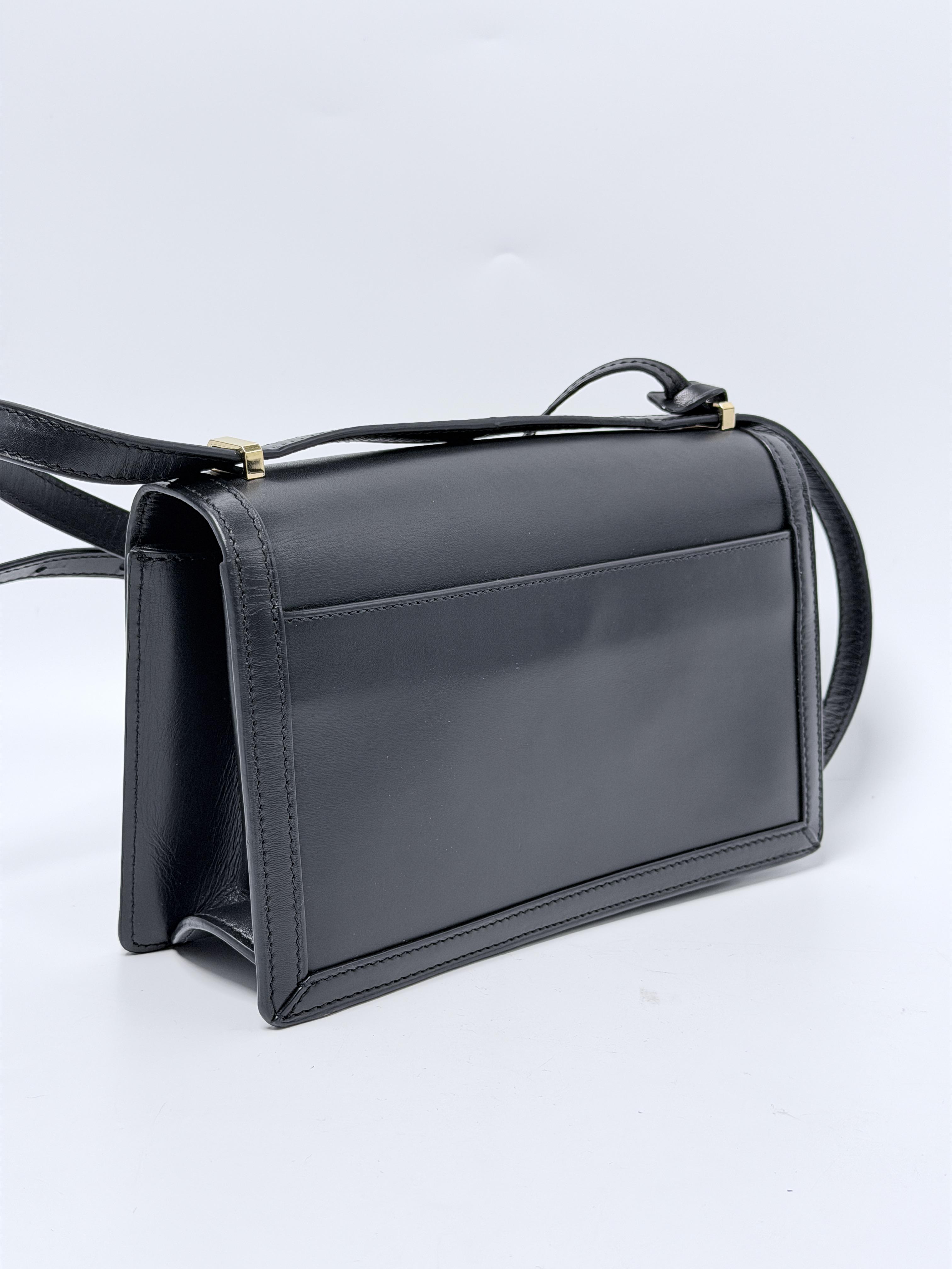 Barcelona Small Bag Black Box Calfskin Crossbody Shoulder Handbag ZS006LW