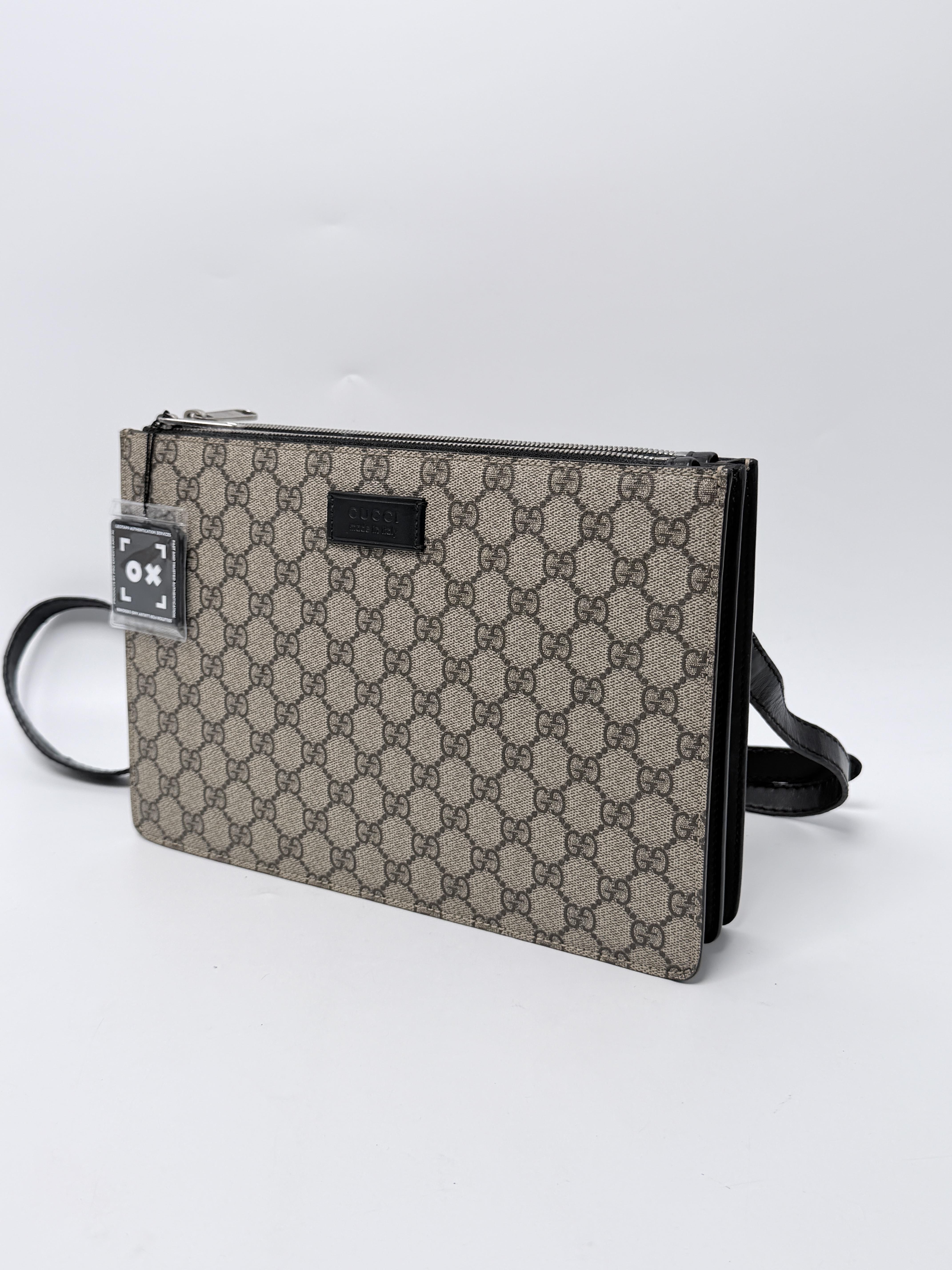 GG Supreme Flat Messenger Pouch Black Clutch Crossbody Bag JD1630GG