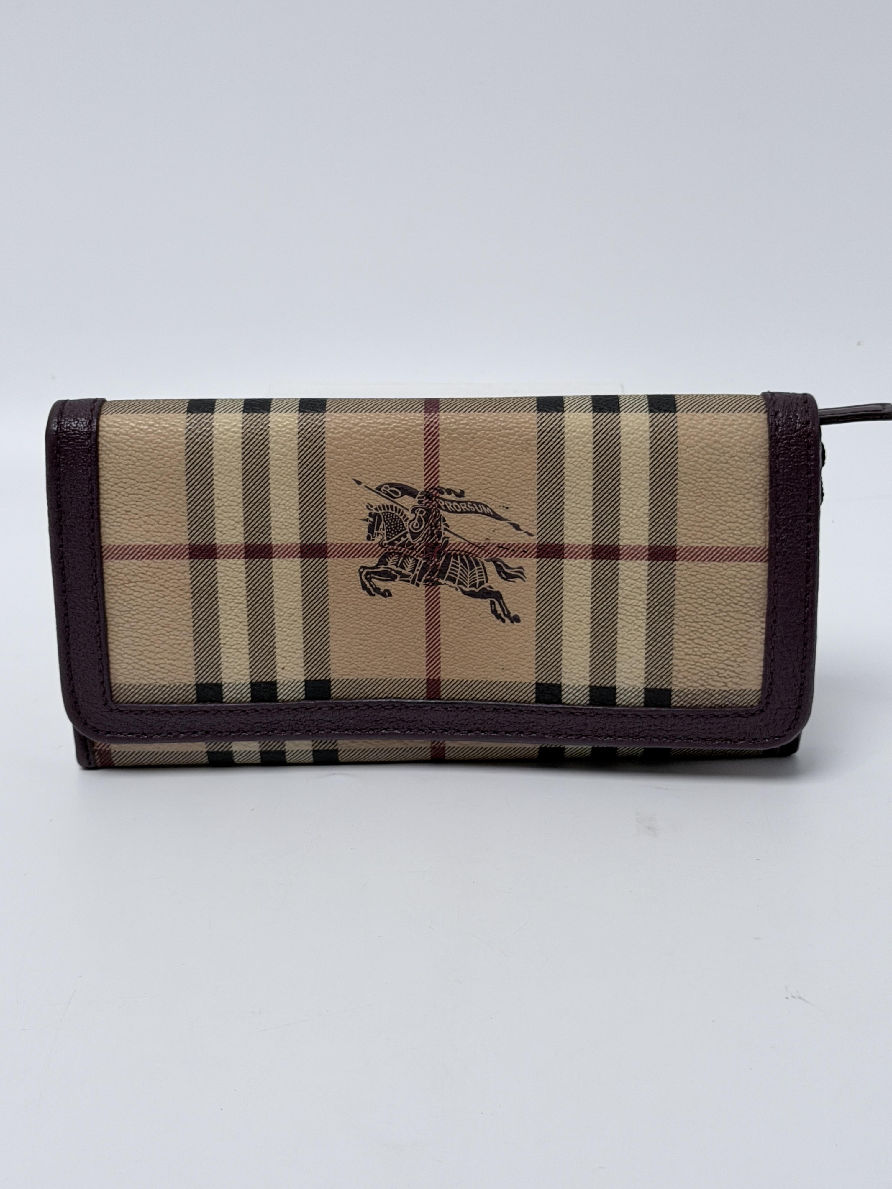 House Check Canvas Leather Elmore Continental Long Purple JD1582BR