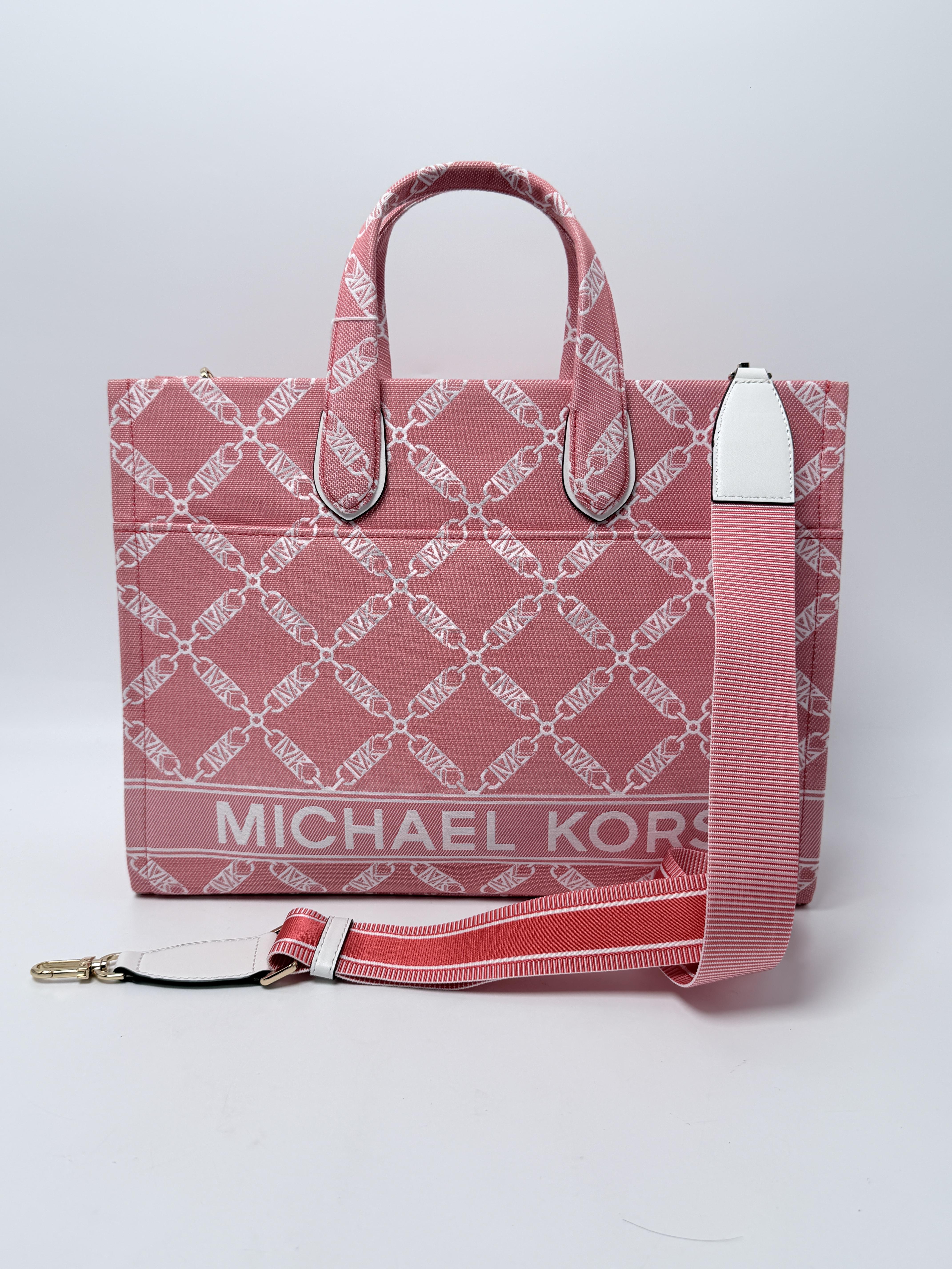 Gigi Large Empire Logo Jacquard Tote Bag Spiced Coral Pink JP001MK