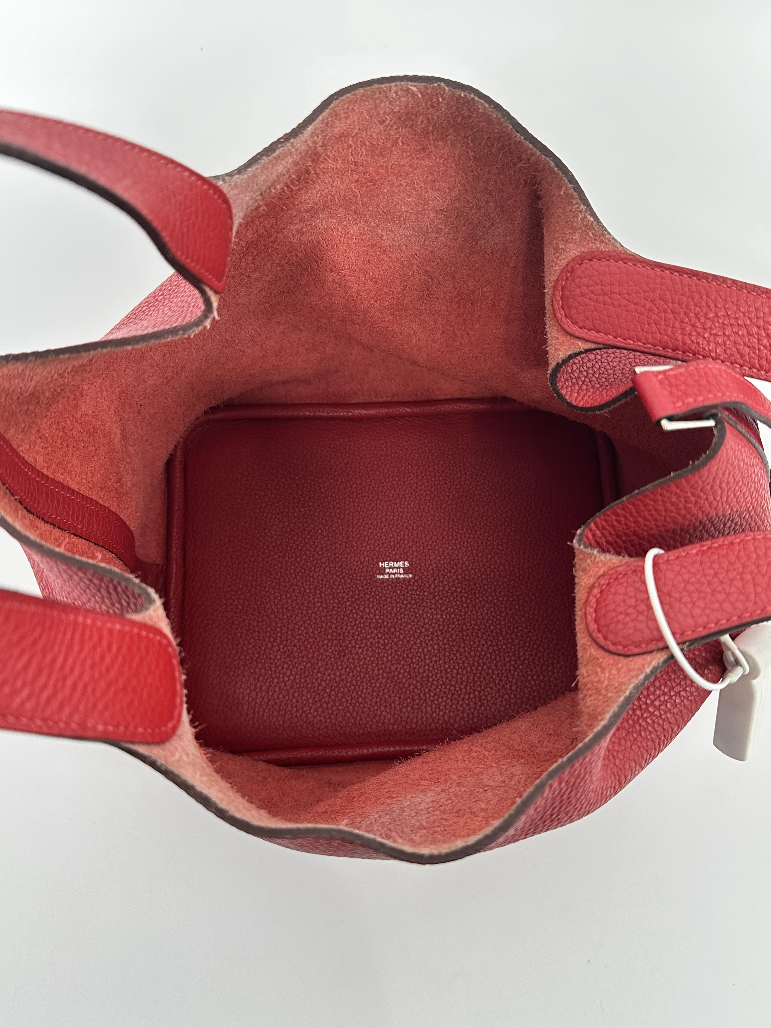 Pre-owned HERMÈS leather Tote Bags Picotin Lock Red Tote Bucket Bag Top Handle Handbag ZS017HM