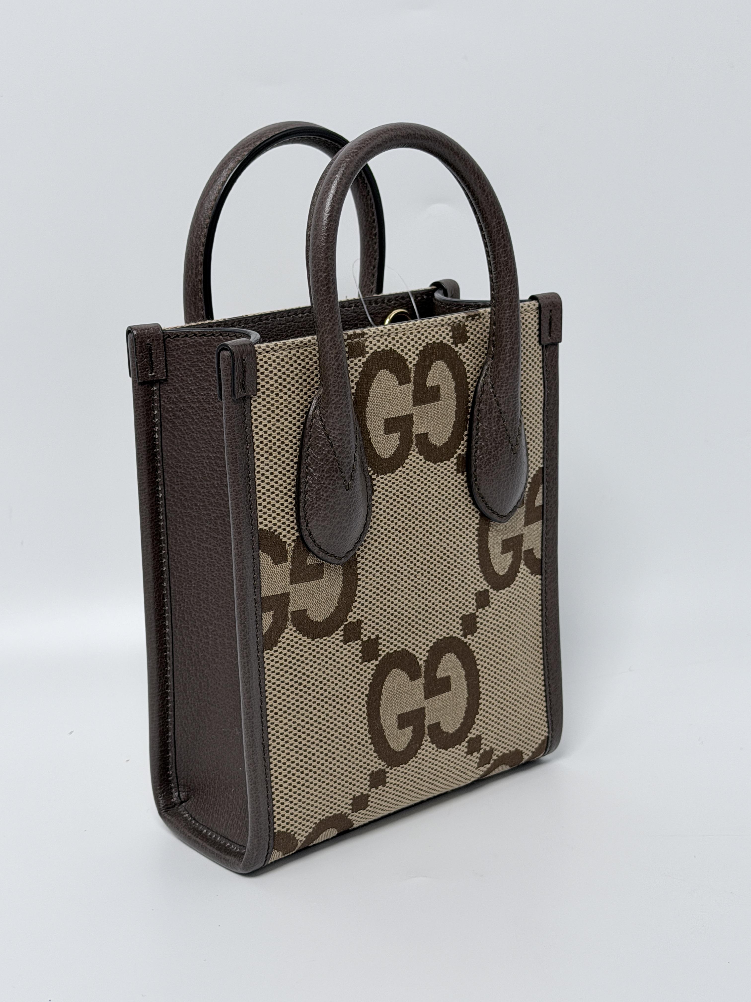 Pre-owned GUCCI canvas Tote Bags Jumbo GG Mini Tote Shoulder Bag ZS084GG