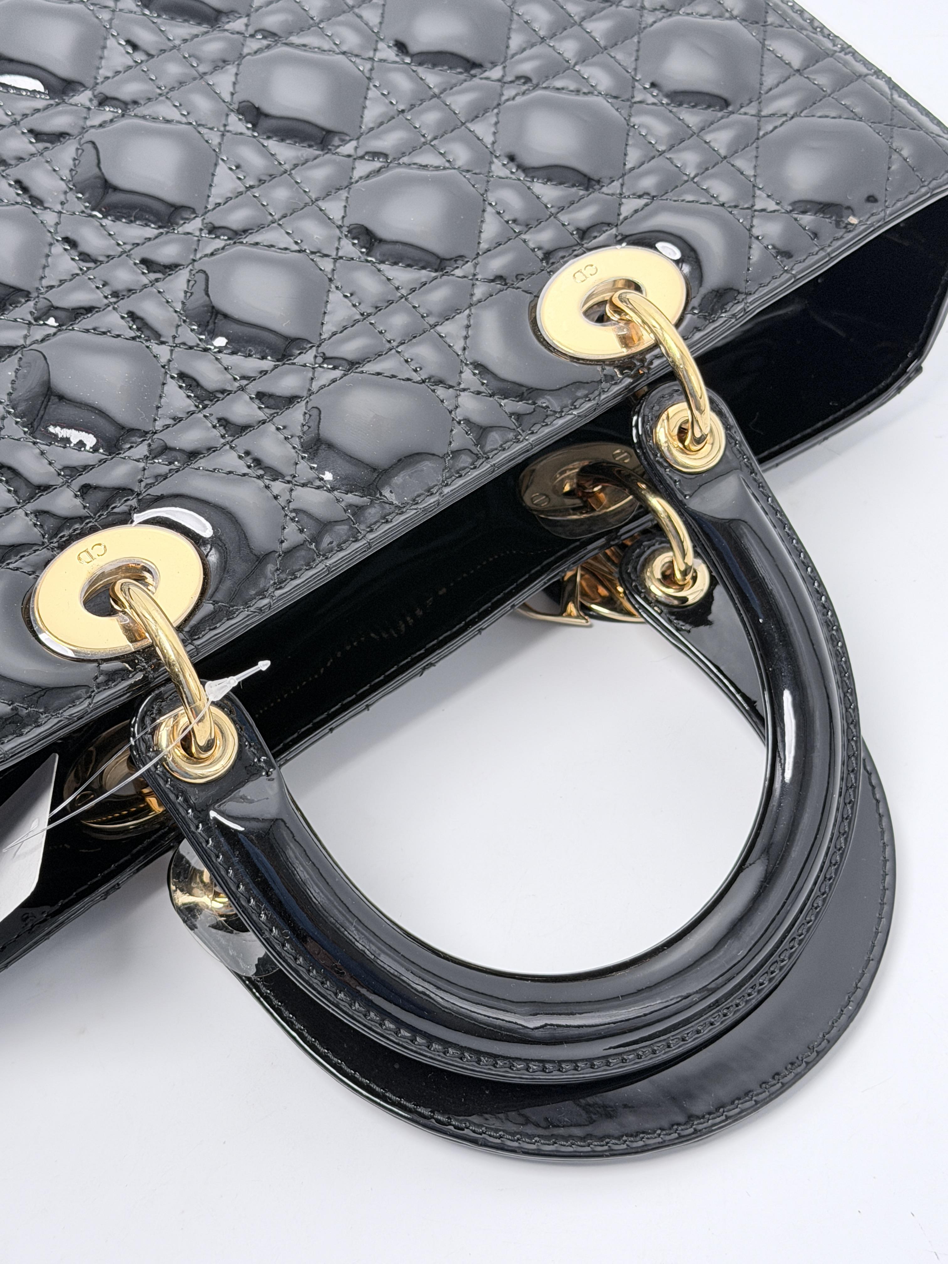 Christian Black Gold Large Lady Tote Bag Handle Handbag P033CD