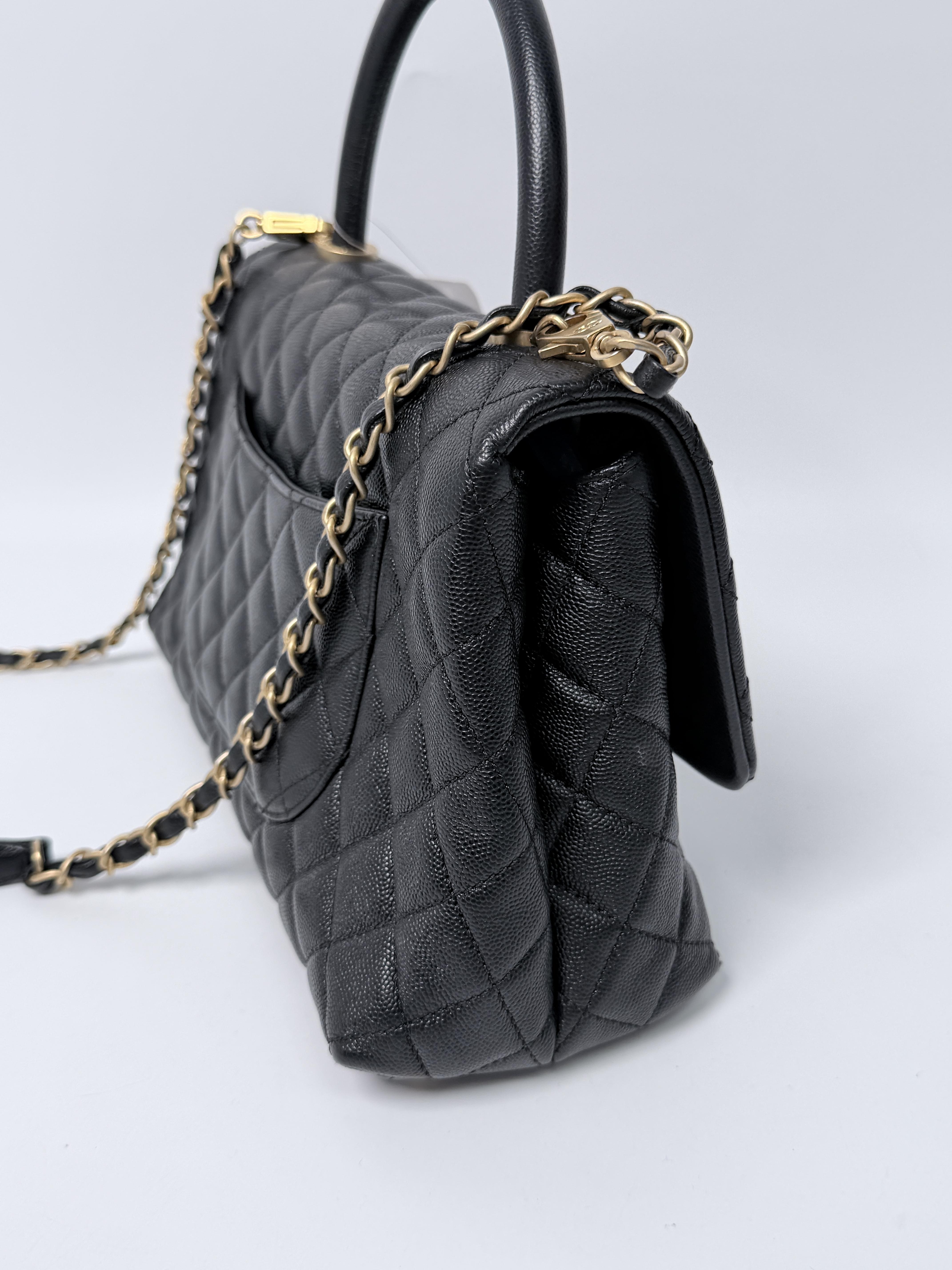 Coco Shoulder Handle Handbag Small Caviar Quilted Black Chain Crossbody Bag ZS016CC
