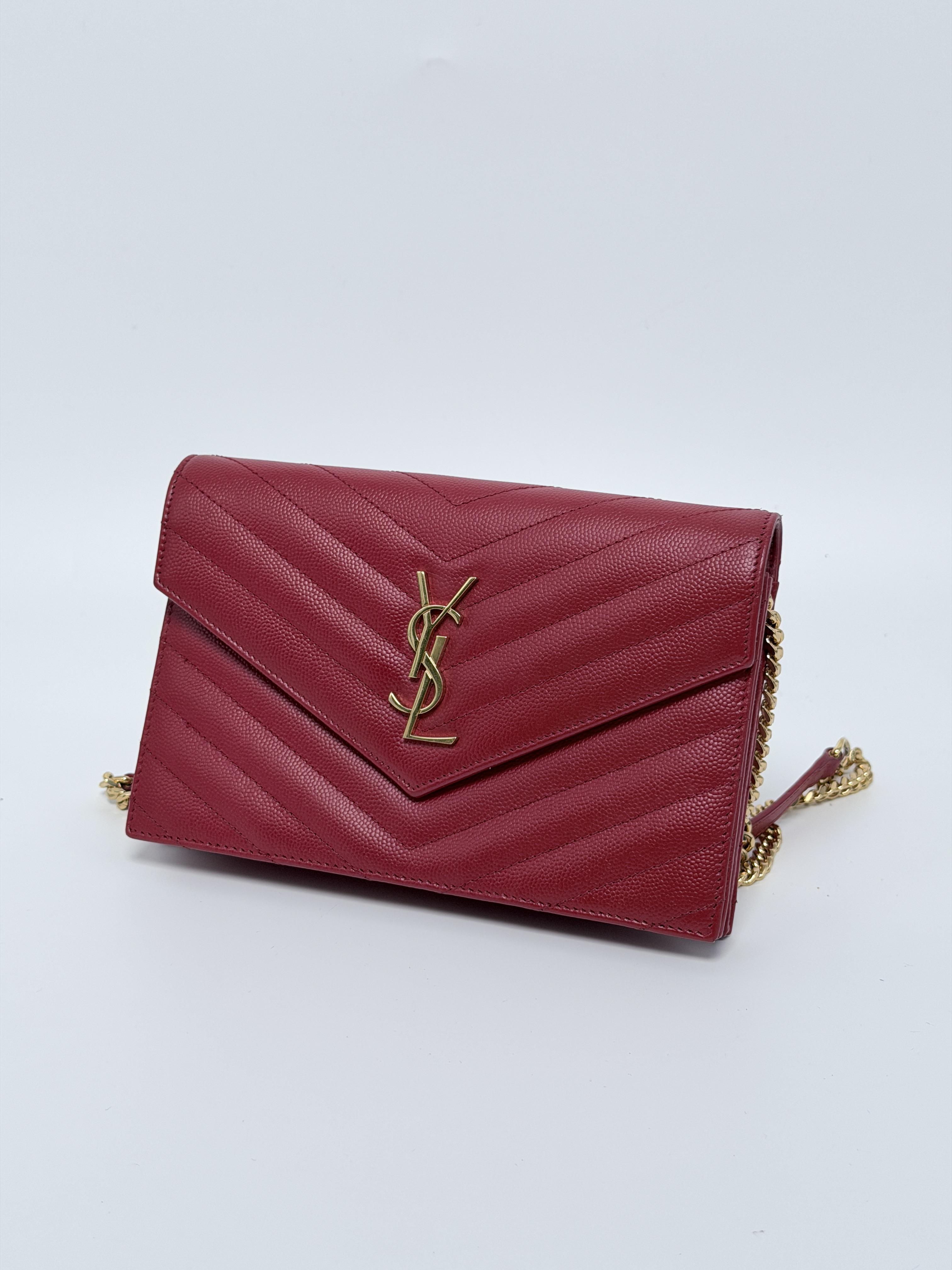 Saint Laurent Monogram Envelope Chain Wallet Crossbody Bag Authentic YS312FEI