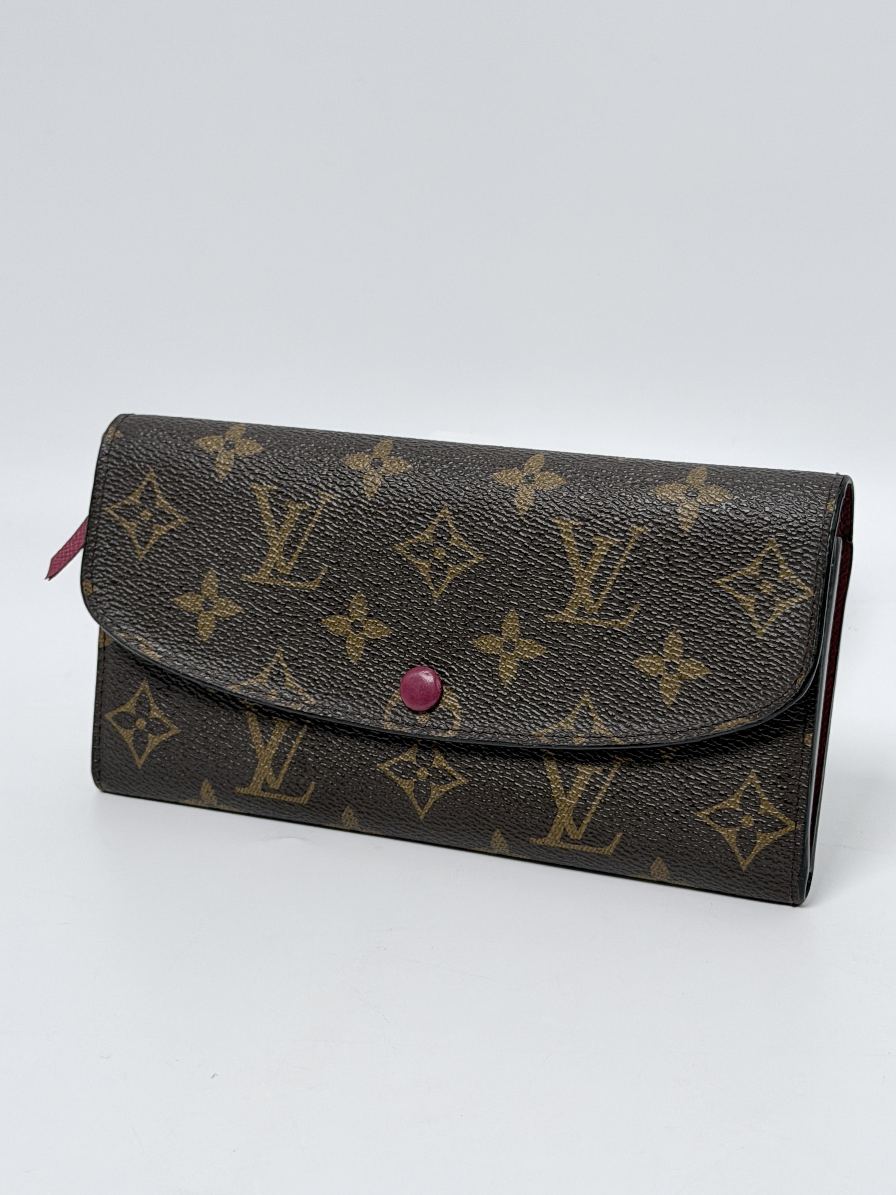 Monogram Emilie Wallet Fuchsia Pink Envelope Long Flap Bag Handbag JD713LV