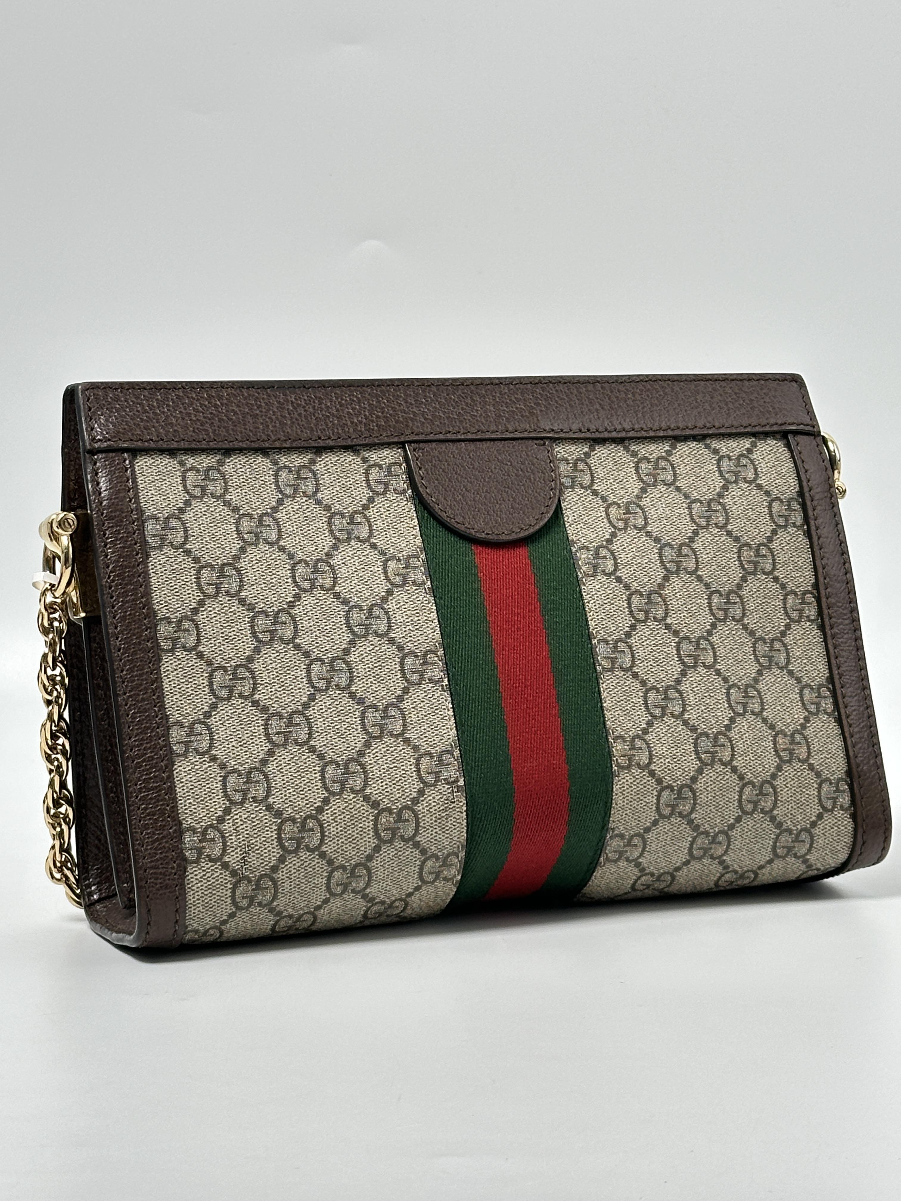 Pre-owned GUCCI Canvas Shoulder Bags GG Supreme Web Ophidia Crossbody Shoulder Bag Clutch JA1128GG