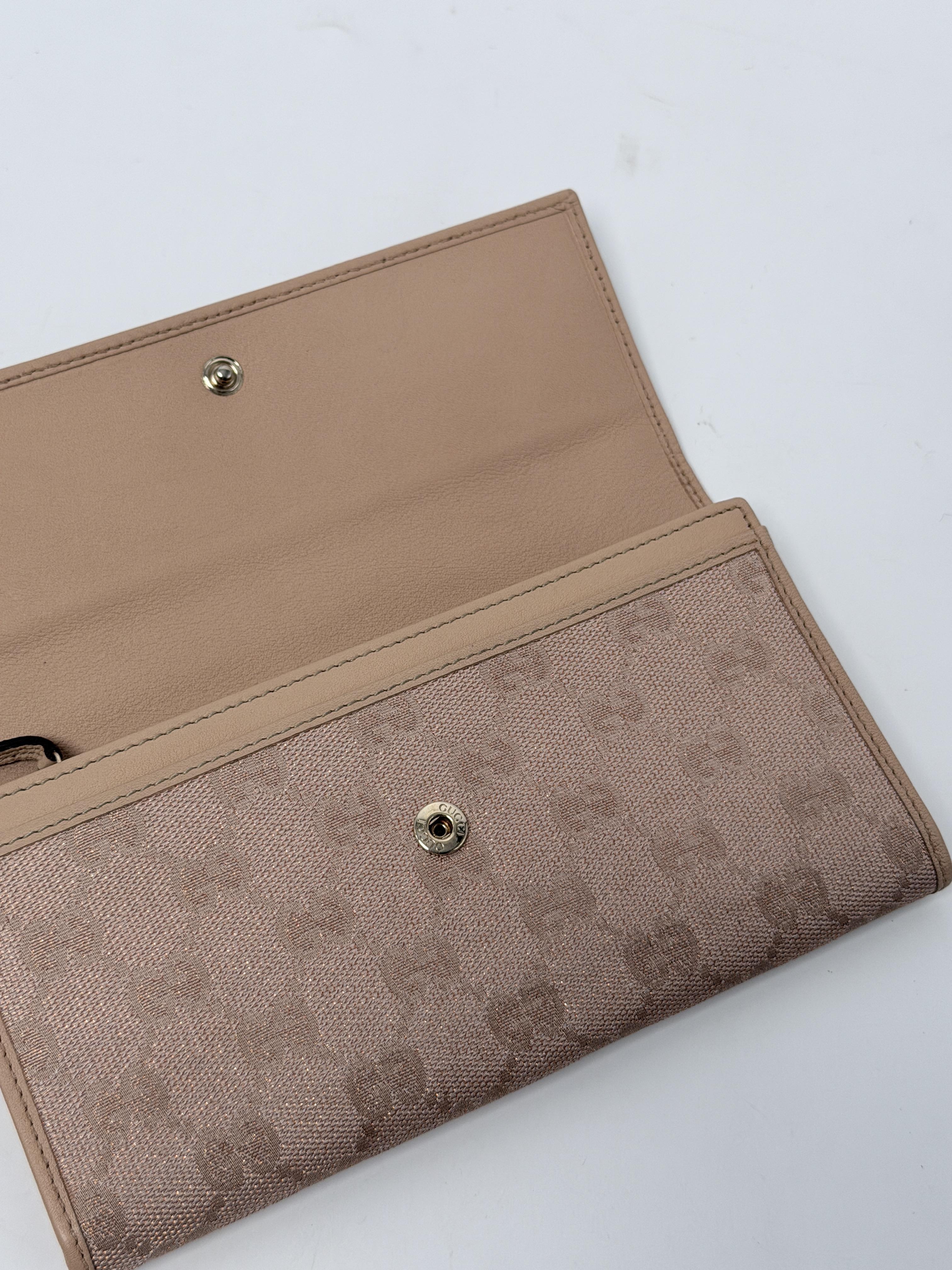 Lovely Heart GG Canvas Continental Long Flap Pink Beige JD1540GG