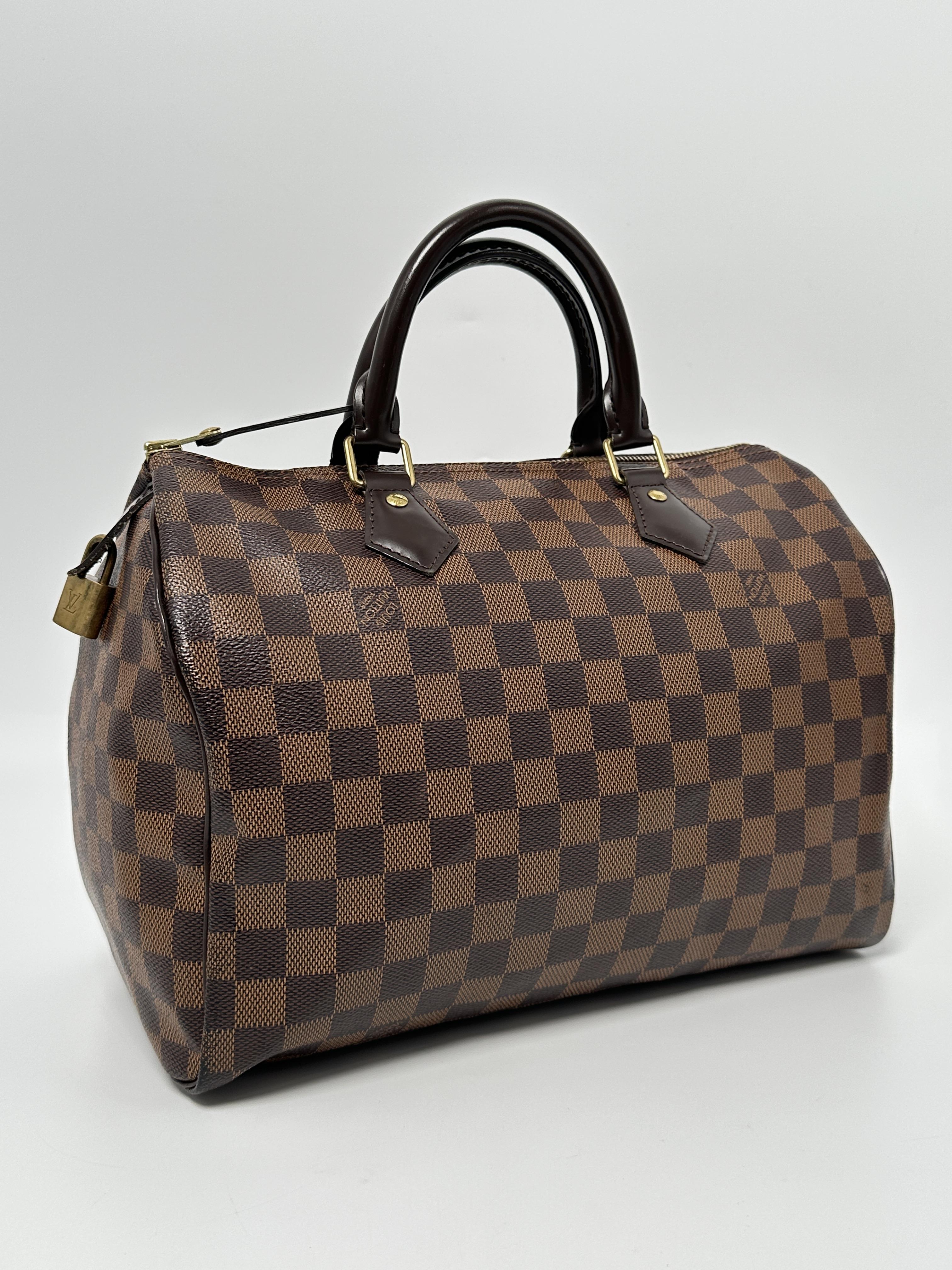 Pre-owned Louis Vuitton Canvas Shoulder Bags Damier Ebene Speedy 30 Top Handle Bag JA1013LV