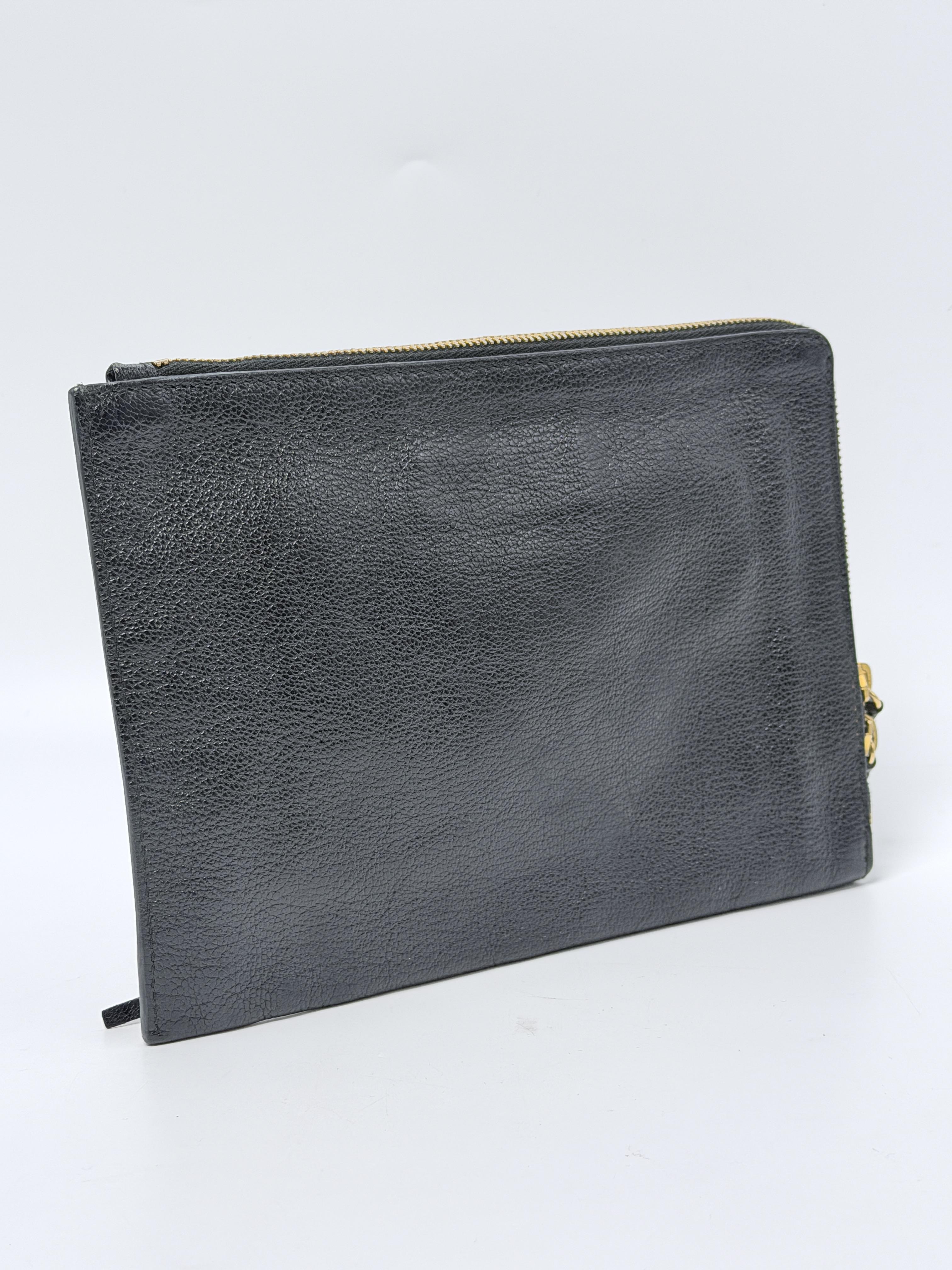 Classic Gold Neo Cagole Flat Pouch Clutch Black JD1674BB