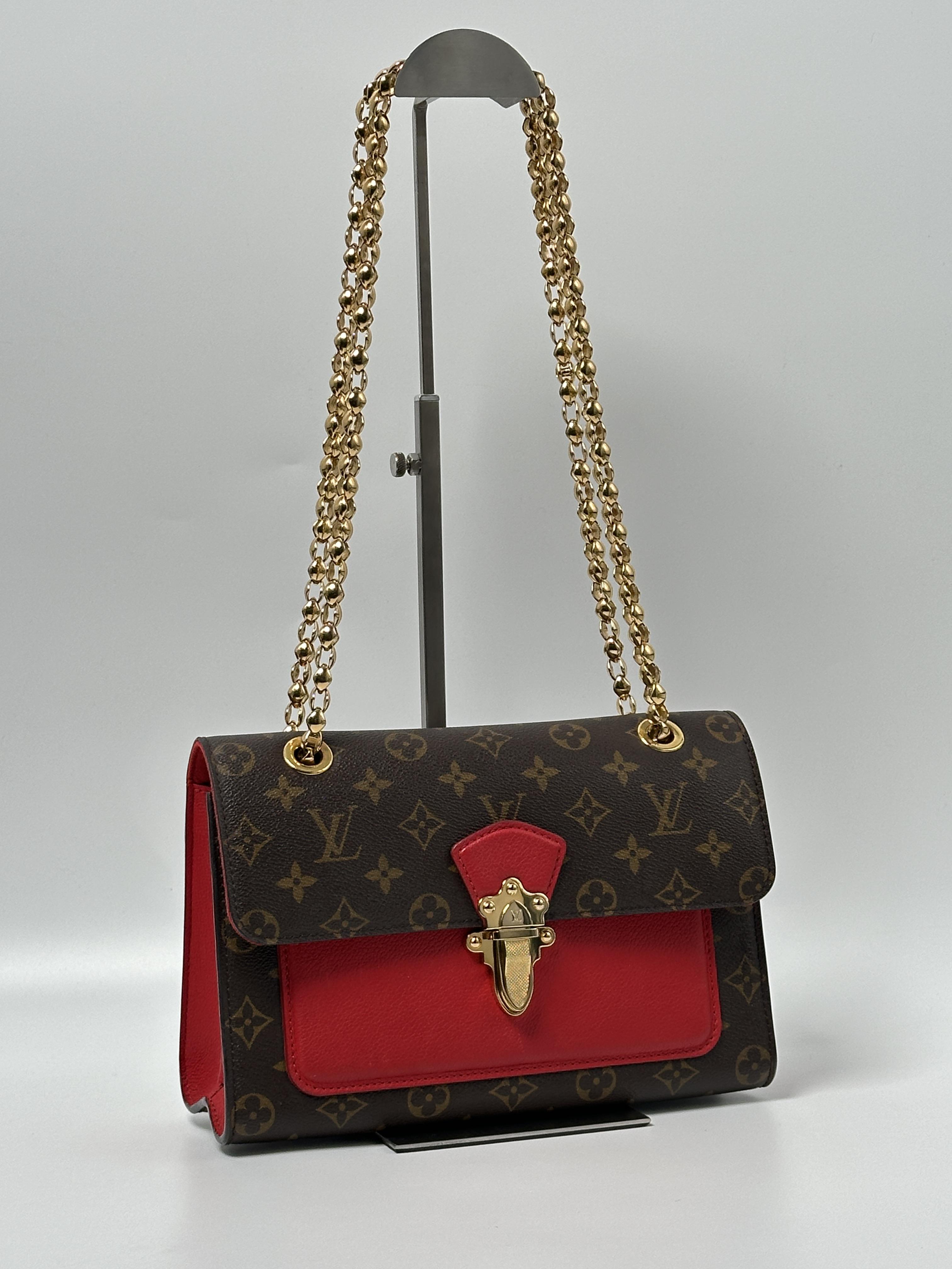 Monogram Victoire Chain Crossbody Bag Cerise Shoulder Handbag JE619LV
