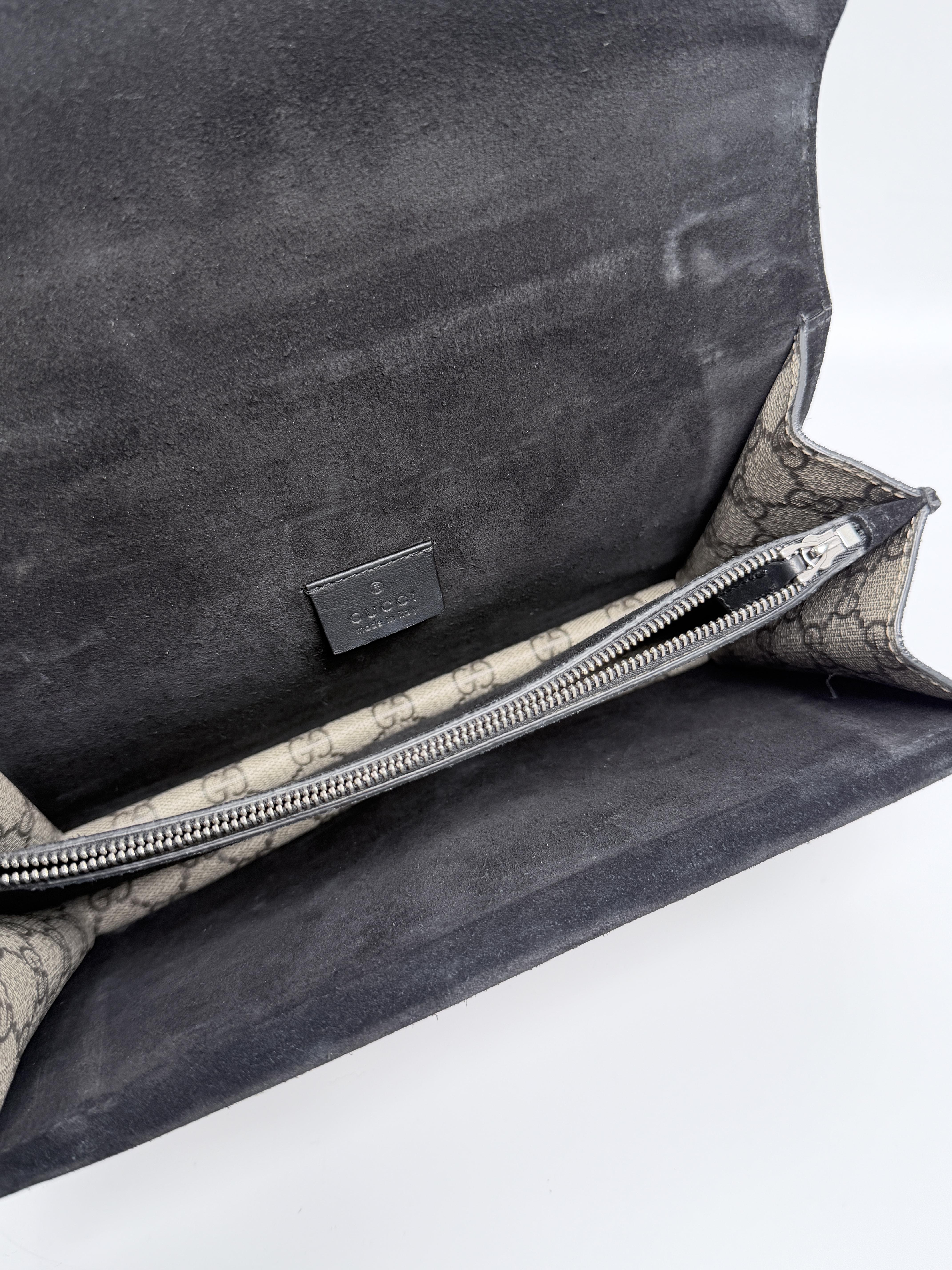Pre-owned GUCCI Canvas Shoulder Bags Dionysus Small GG Supreme Shoulder Bag Shoulder Handbag Black Suede ZS066GG